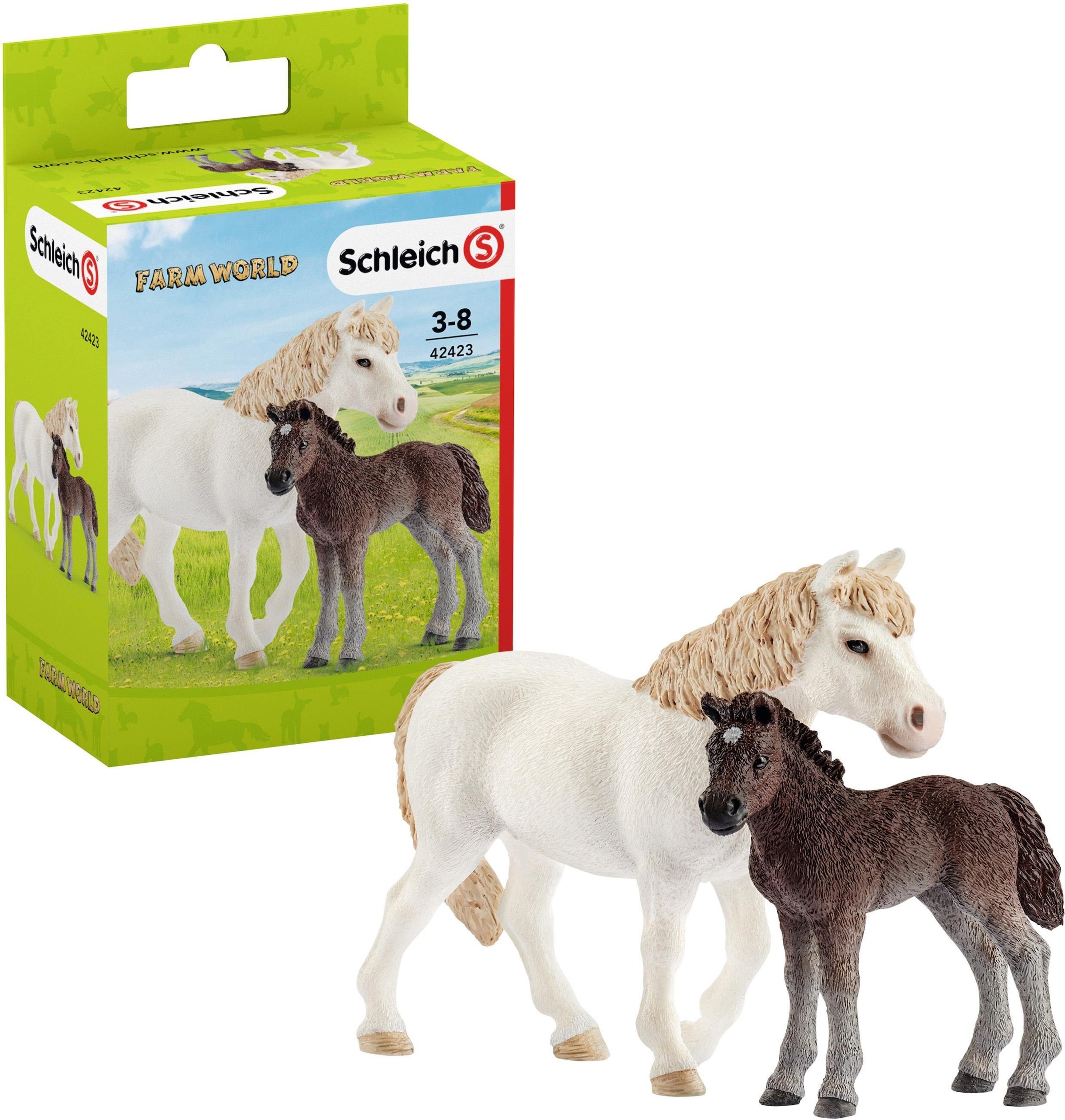 Image of Schleich® Spielfigur »Farm World, Pony Stute mit Fohlen (42423)«, (Set) bei Ackermann Versand Schweiz