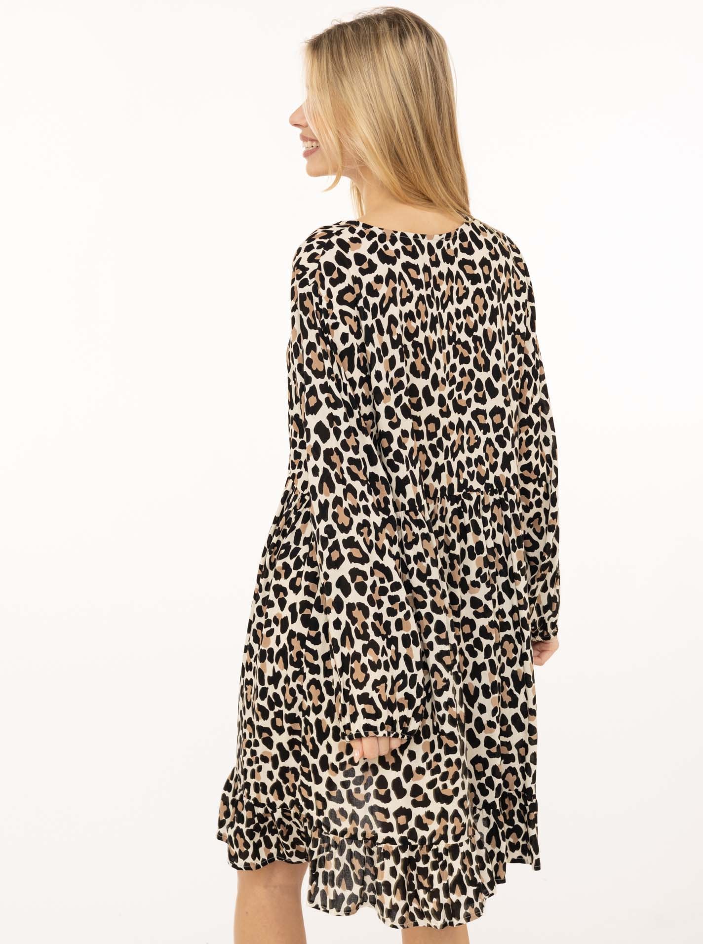 Zwillingsherz Robe en sweat »"Leo Dream"« Leomuster, figurumspielend, pinke Tassel, lange Ärmel
