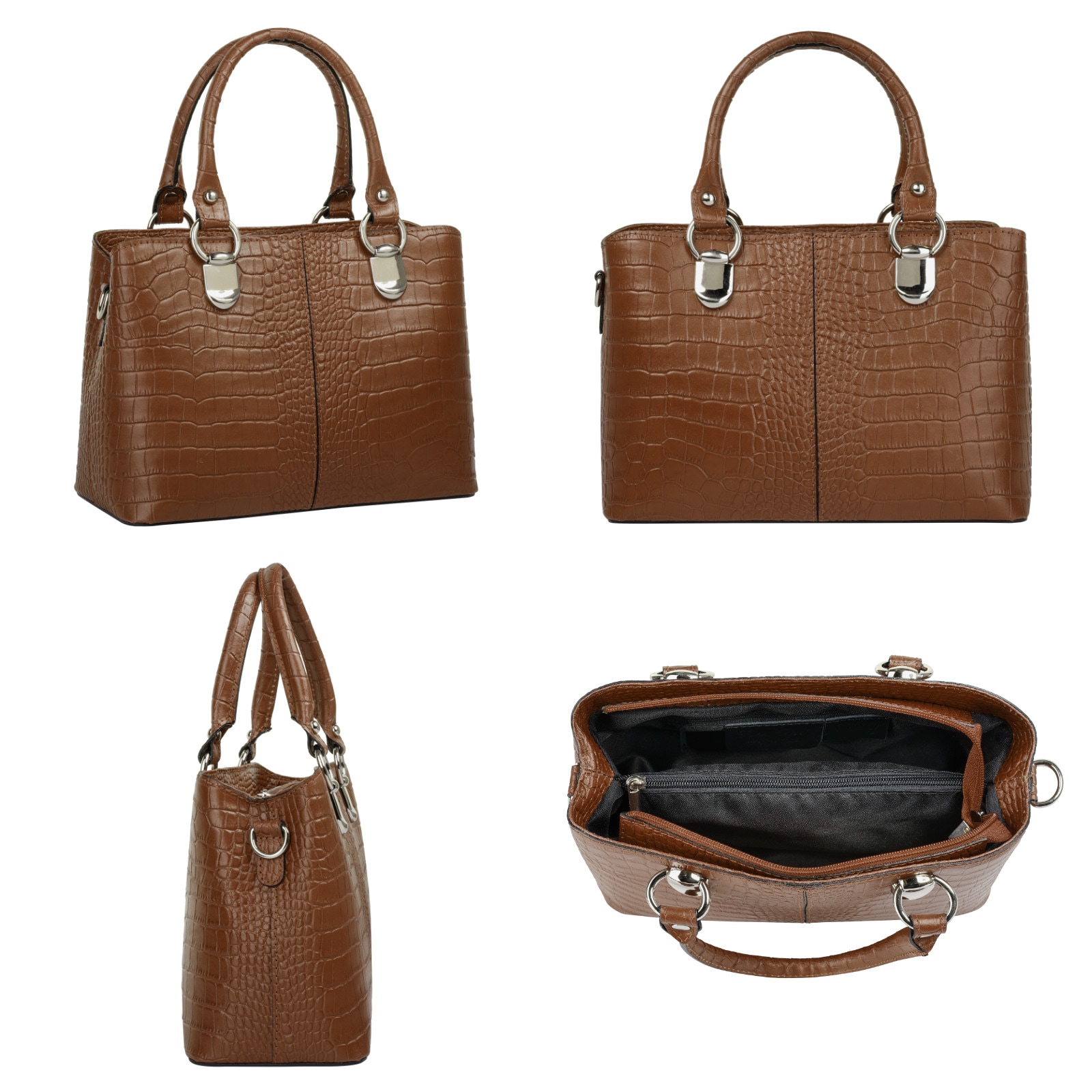 Cluty Umhängetasche, echt Leder, Made in Italy