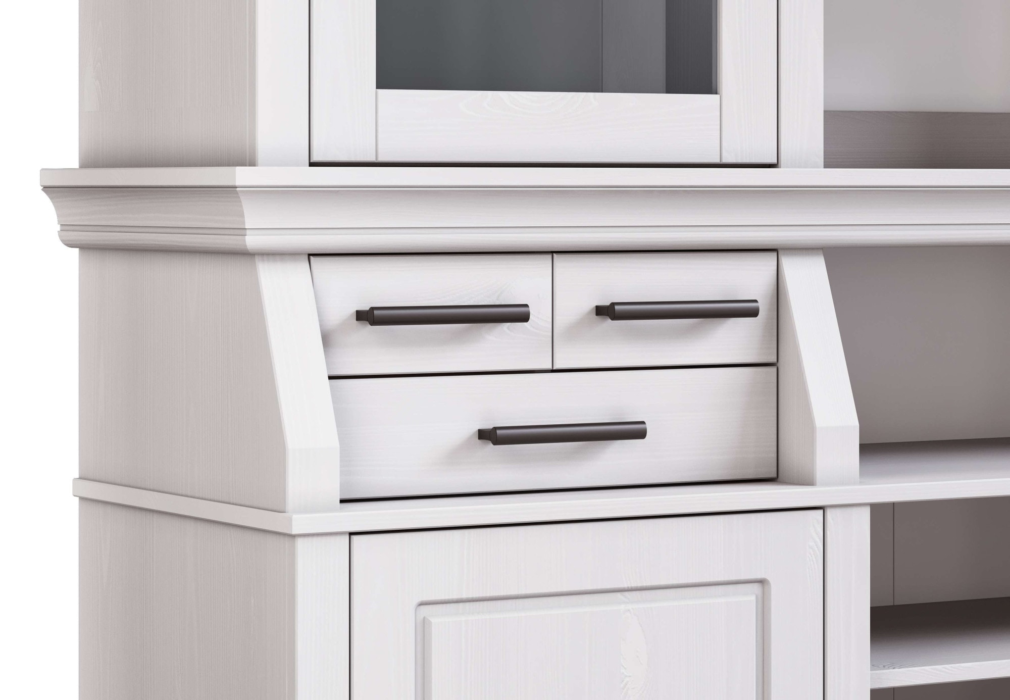 Home affaire Buffet »Anabel, mit Glastüren und schwarzen Metallgriffen«, zertifiziertes Massivholz, Breite 186 cm, im Landhausstil
