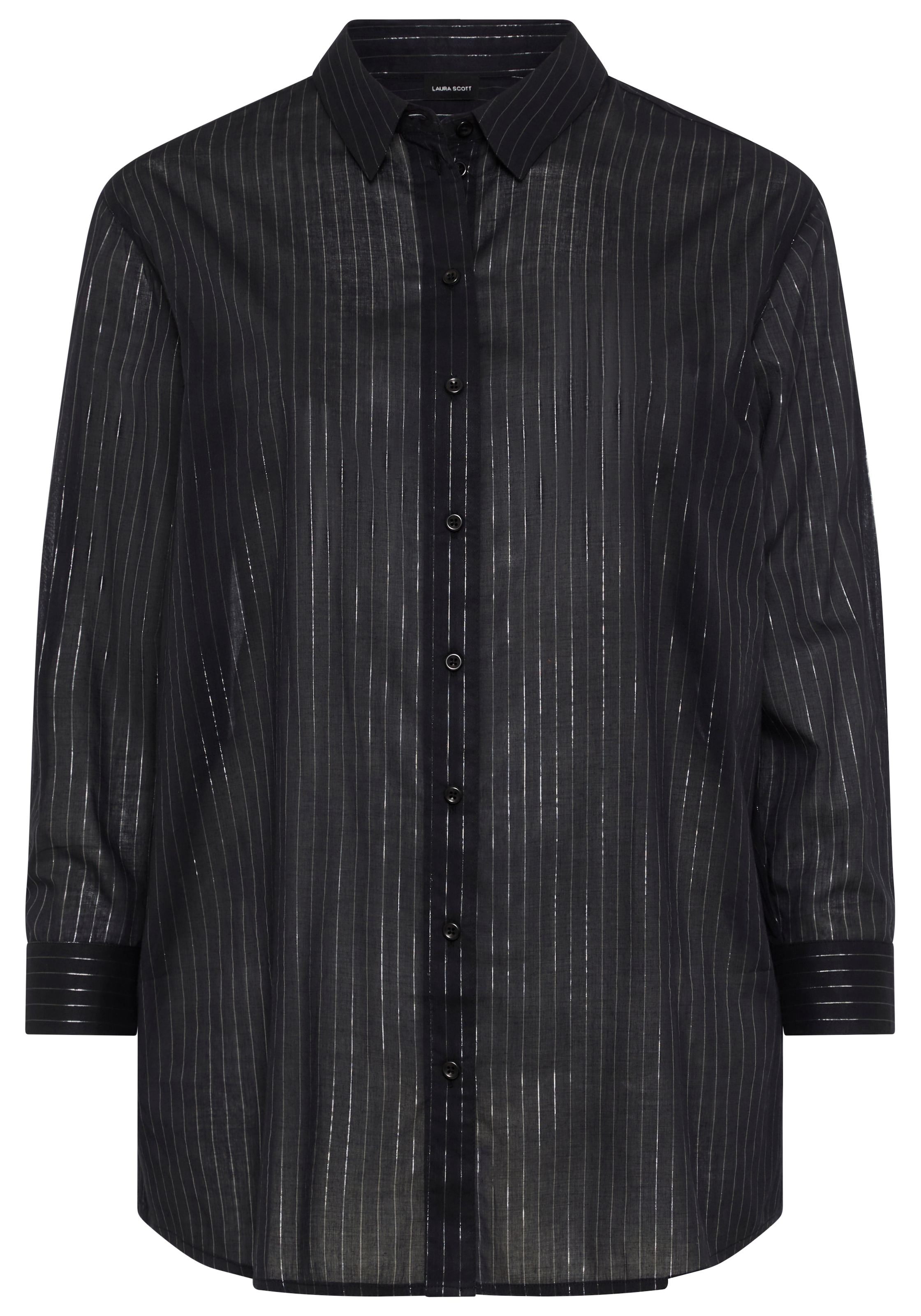 Laura Scott CURVE Klassische Bluse »Grosse Grössen« femininer Stil, aus Baumwolle, mit feinem Nadelstreifenmuster