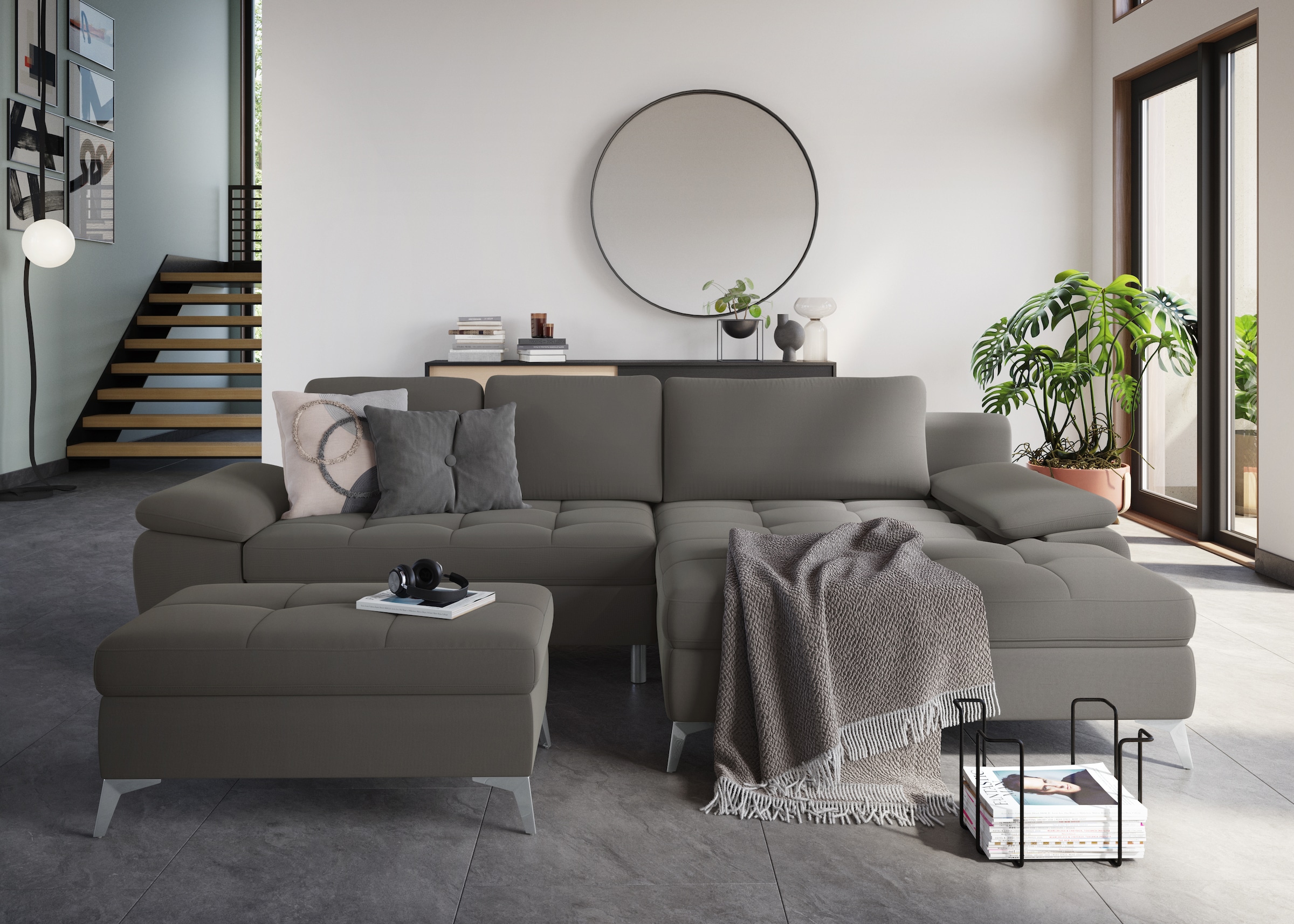 sit&more Ecksofa »Latigo L-Form« mit Mega-Recamiere, wahlweise mit Bettfunktion und Bettkasten