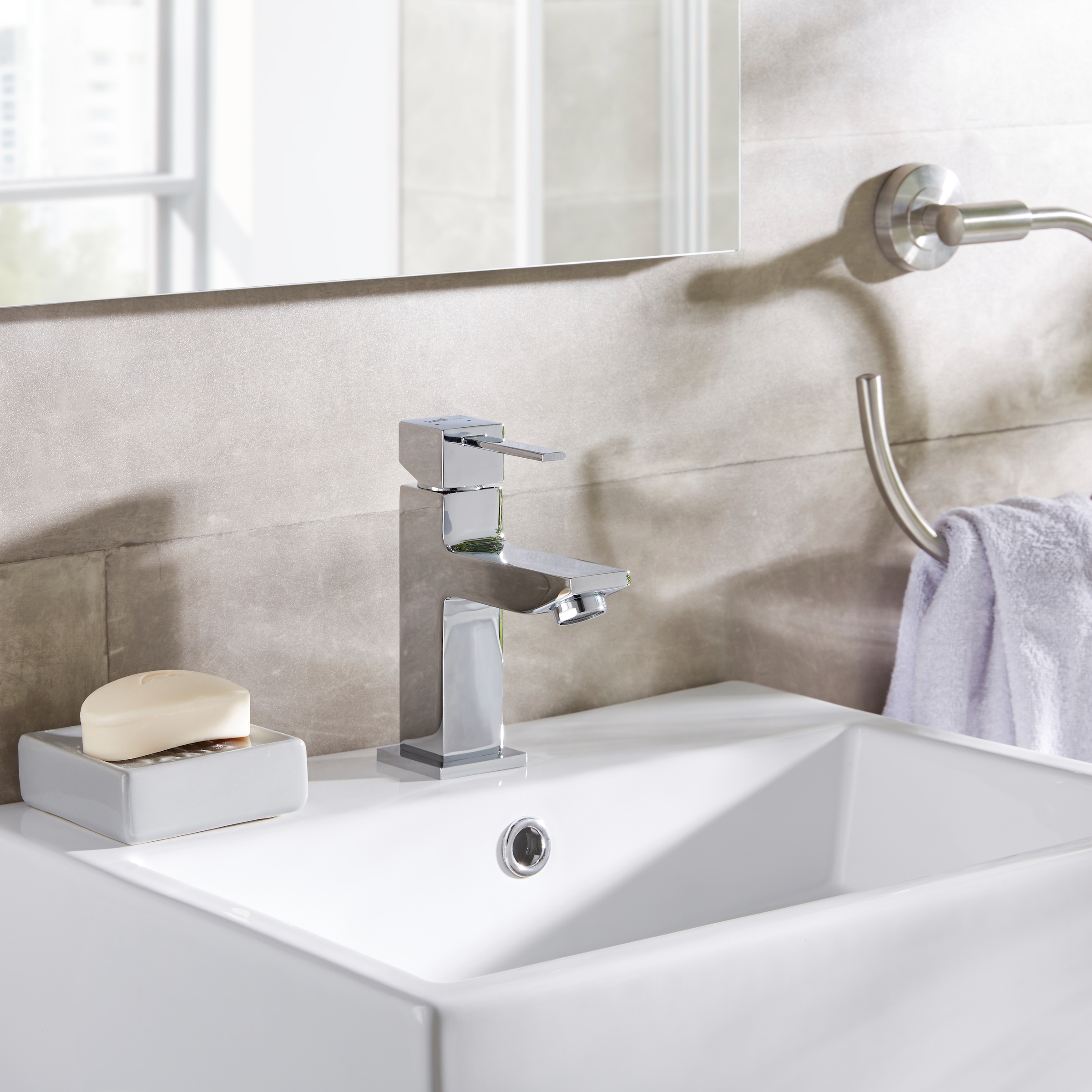 welltime Waschtischarmatur »Trento, Wasserhahn« Wassersparende Eco-Click-Funktion, inkl. Pop-Up Ablaufventil