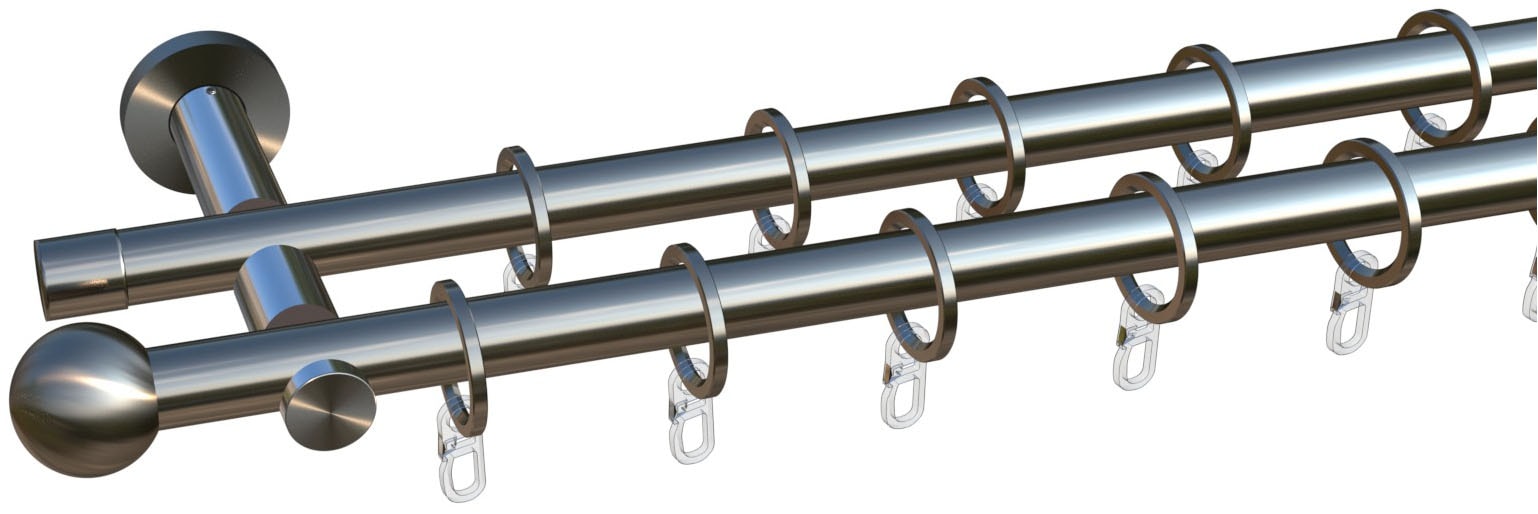 Image of indeko Gardinenstange "Formentor" Ø 16 mm 2 läufig-läufig Fixmass Komplett-Set inkl. Ringen und Montagematerial