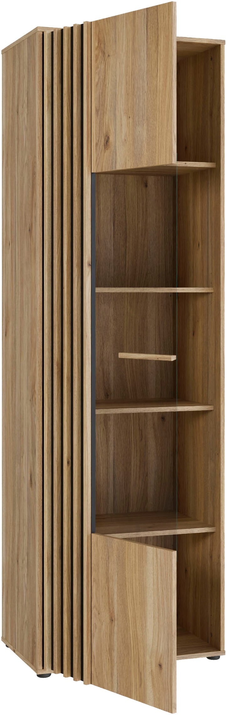 FORTE Vitrine »Forte Arank Vitrine 200 , Glastüre, Beleuchtung optional bestellbar« B/H/T 63,4/200,1/41,7 cm Lamellenoptik