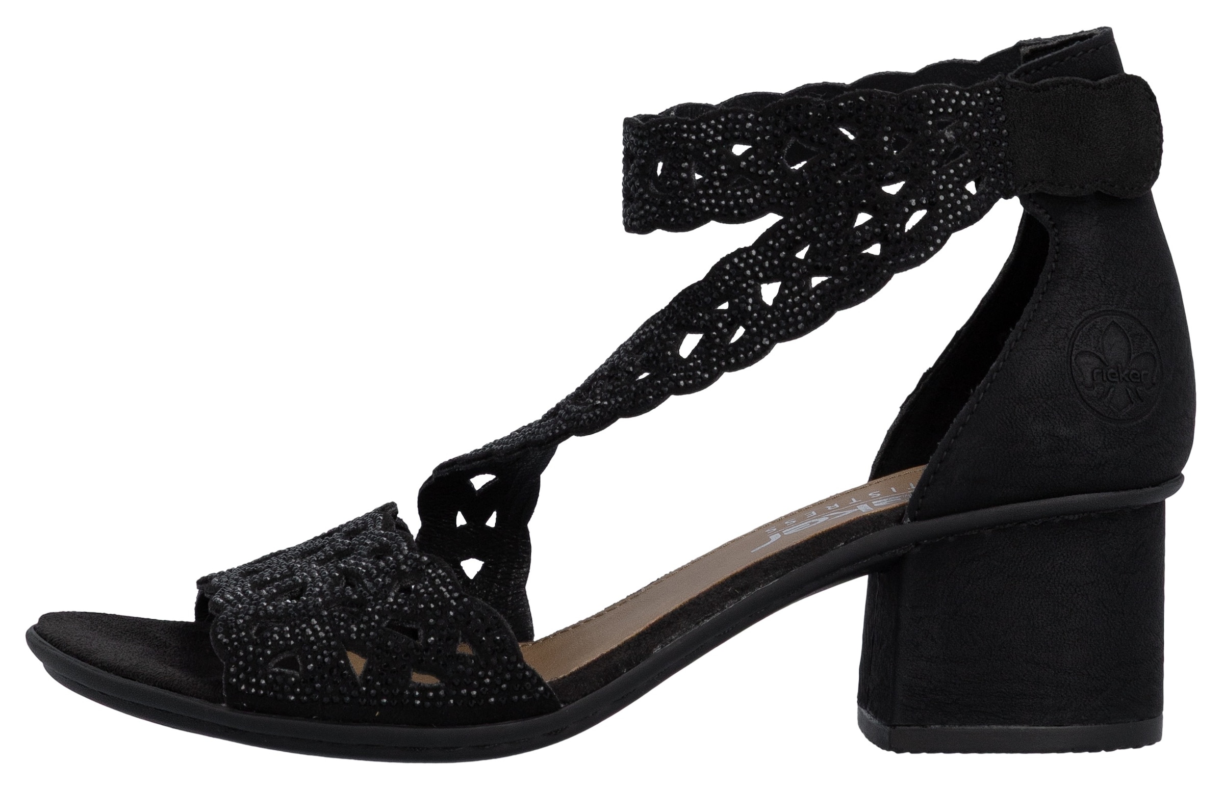 Rieker Sandales  chaussure de fête, talon bloc, avec fermeture velcro pratique