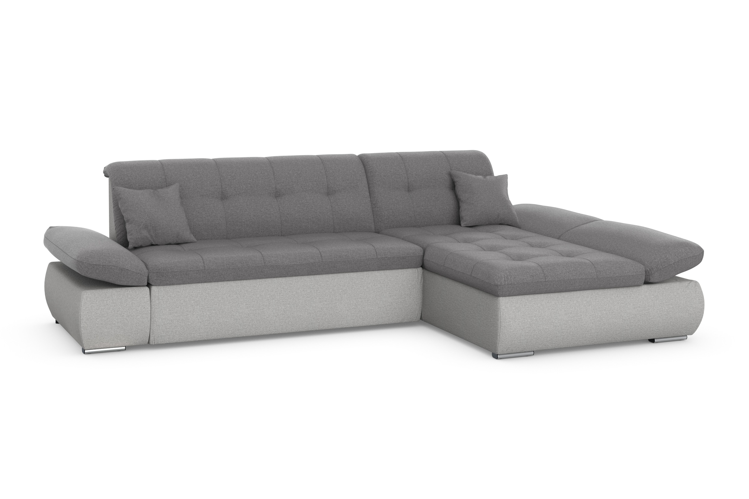DOMO collection Ecksofa »Moric, L-Form, XXL-Sofa - Breite 300cm«, wahlweise mit Bettfunktion und Armteilverstellung, silberfarben-grau