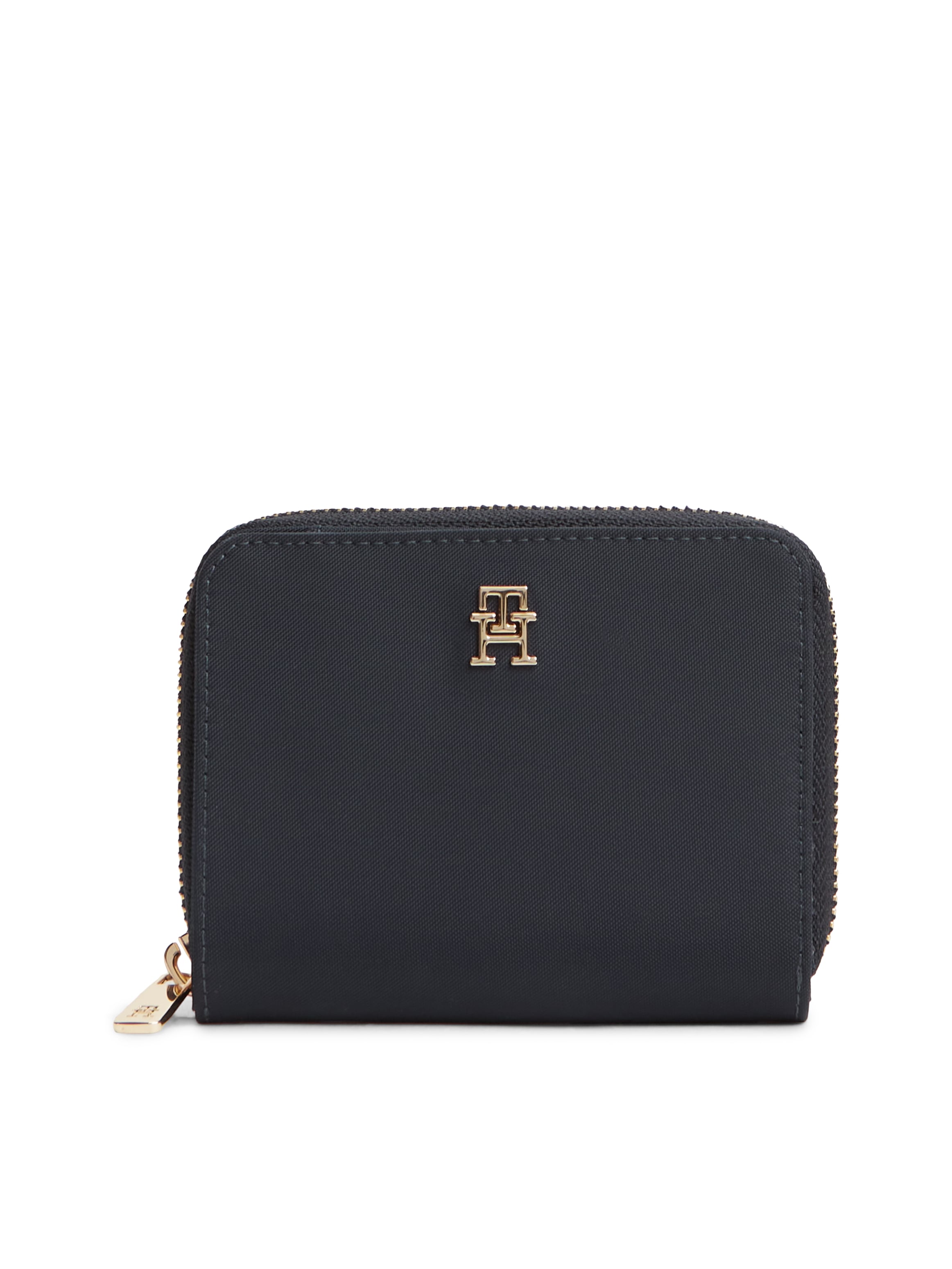 Image of Tommy Hilfiger Geldbörse "TH ICON MED ZA W/FLAP NYLON" Damen Portemonnaie, Geldbeutel mit TH-Schmuckelement