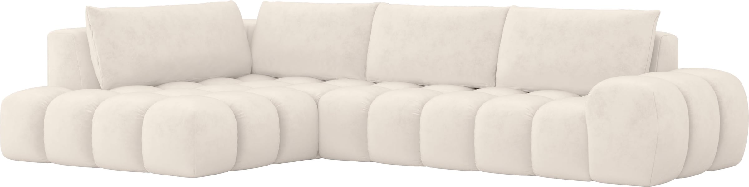 INOSIGN Ecksofa »AZITA Designsofa, elegant und bequem L-Form, Bubble-Optik«, lose Rückenkissen, traumhafte Steppung, Masse B/T/H: 352/210/72 cm