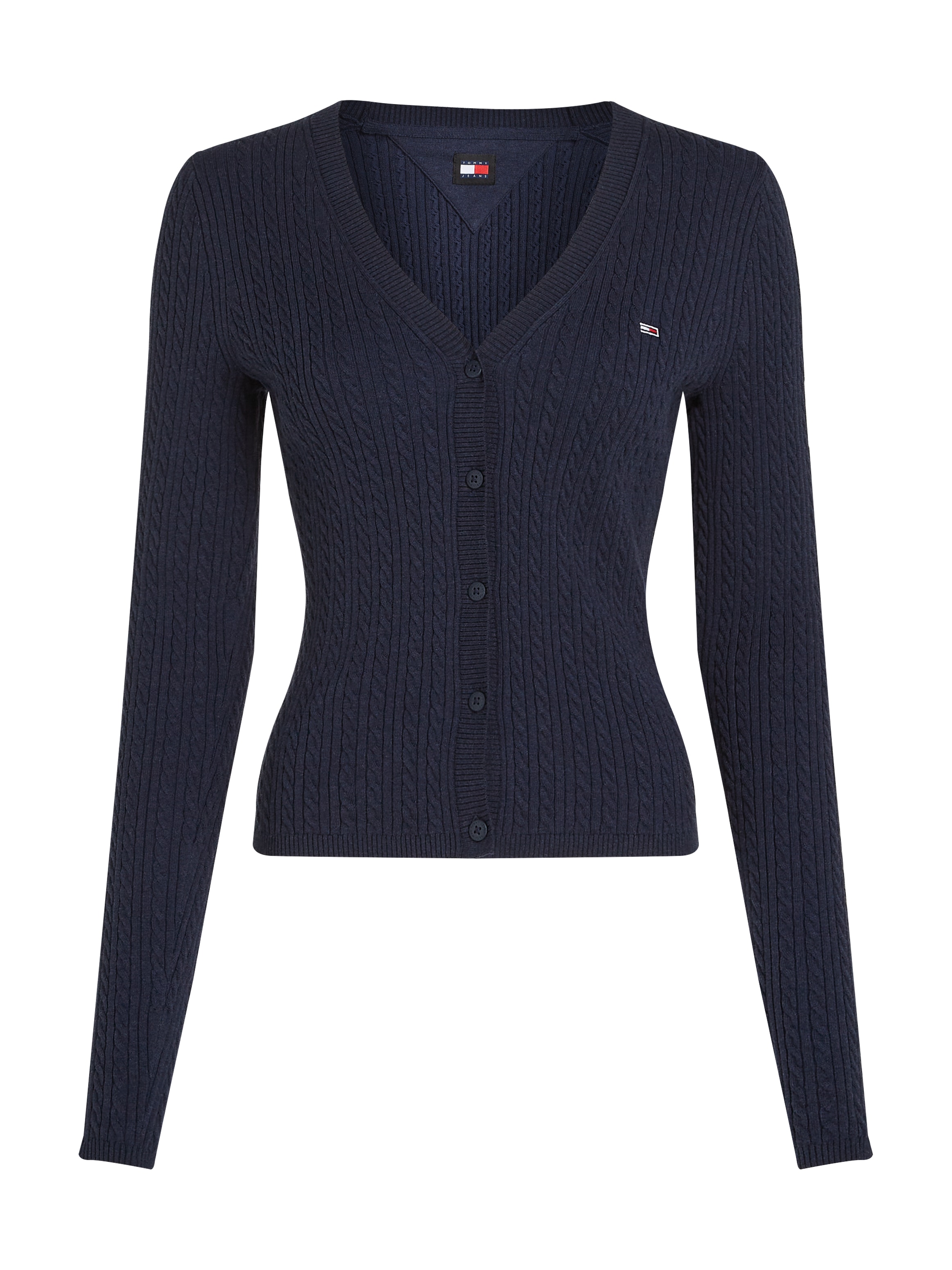 Tommy Jeans Strickjacke »TJW CABLE ESSENTIAL CARDIGAN«, mit Zopfmuster, Logostickerei