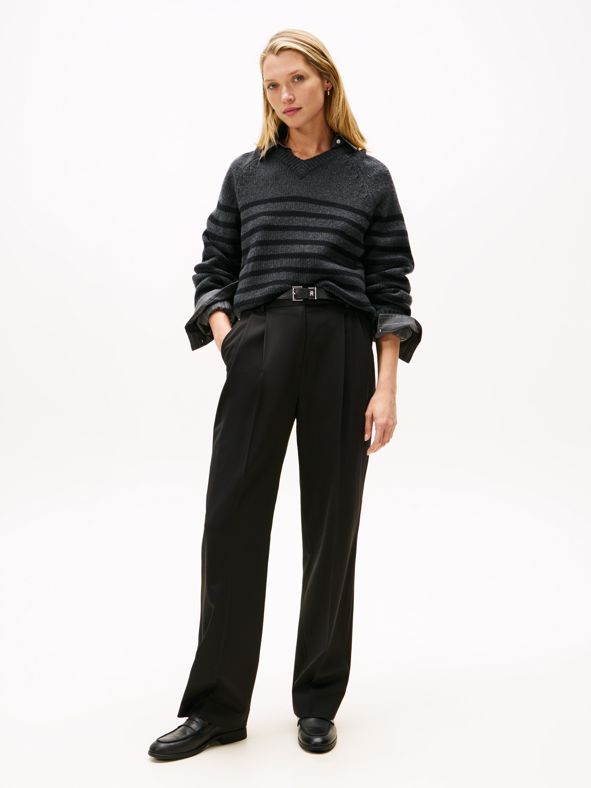 Tommy Hilfiger Pantalon de costume »TIMELESS WOOL RLXD STRT PANT«  mit Wolle