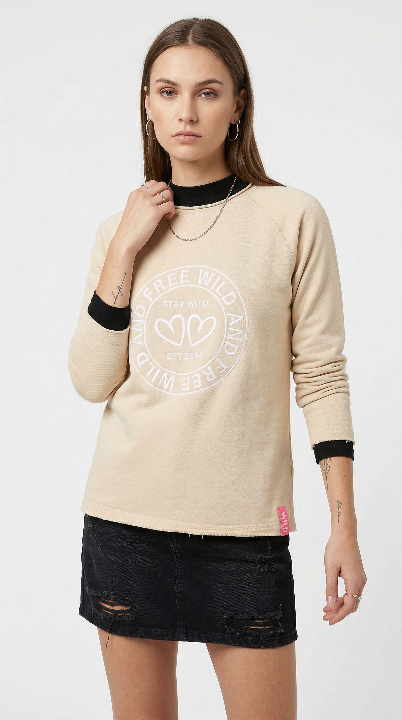 Image of Zwillingsherz Sweatshirt ""Zwillingsherz"", mit kreativer Brustgrafik