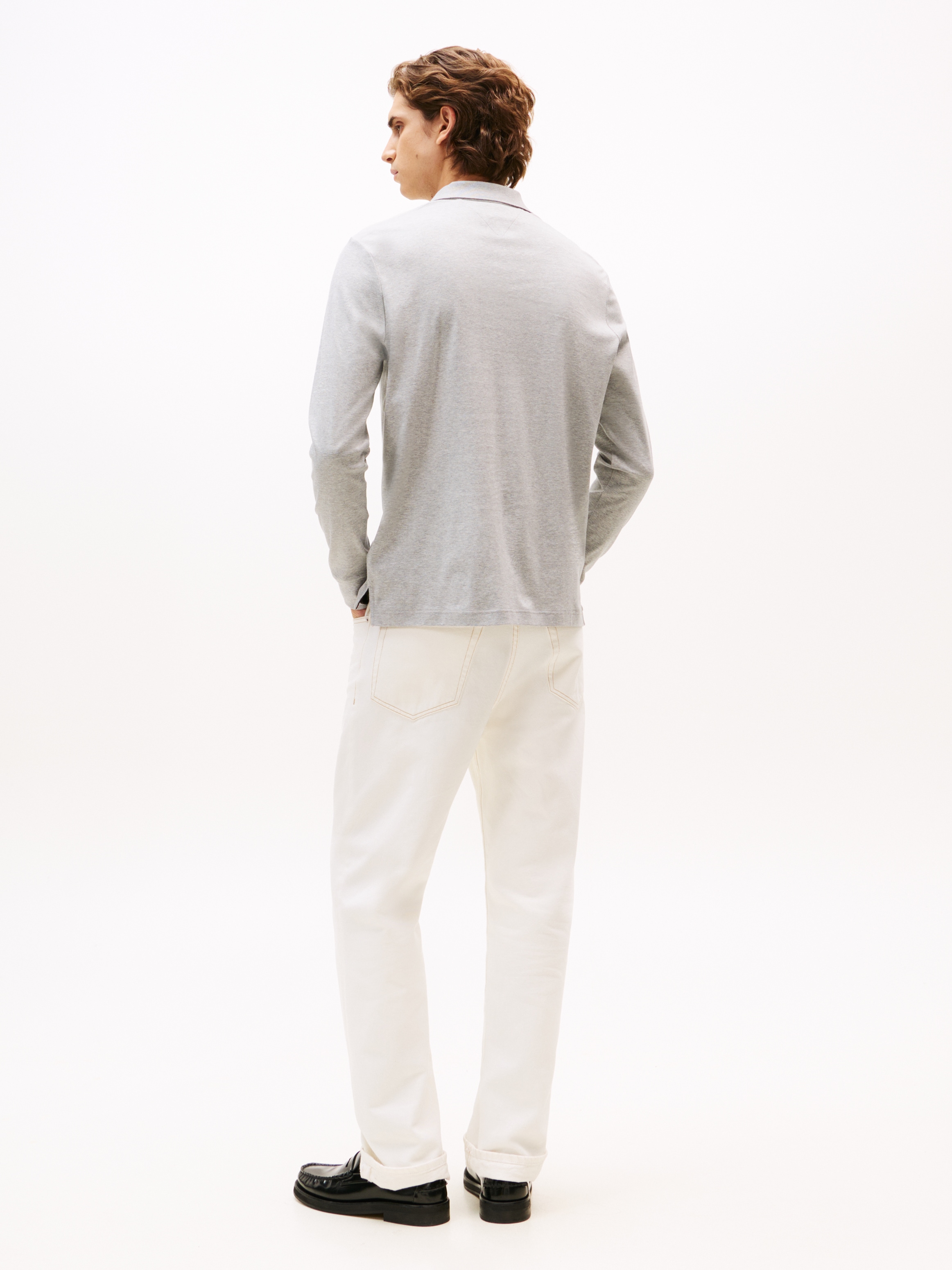 Tommy Hilfiger Polo à manches longues »L/S LIQUID COTTON REG POLO mit Jersey und Markenlabel« uni, casual, coupe regular, coton, col polo