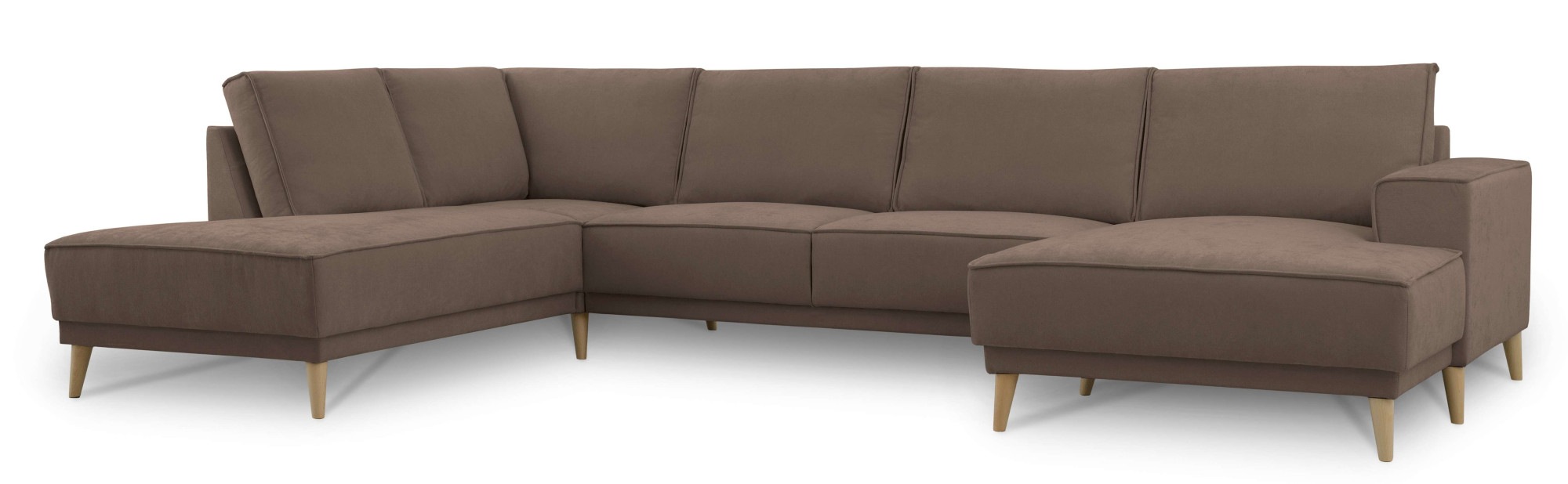 GOODproduct Paysage de salon »Oland Skandi, weicher Chenille-Stoff« U-Form, 345 cm, Wellenunterfederung, Skandi-Design, Massivholzfüsse