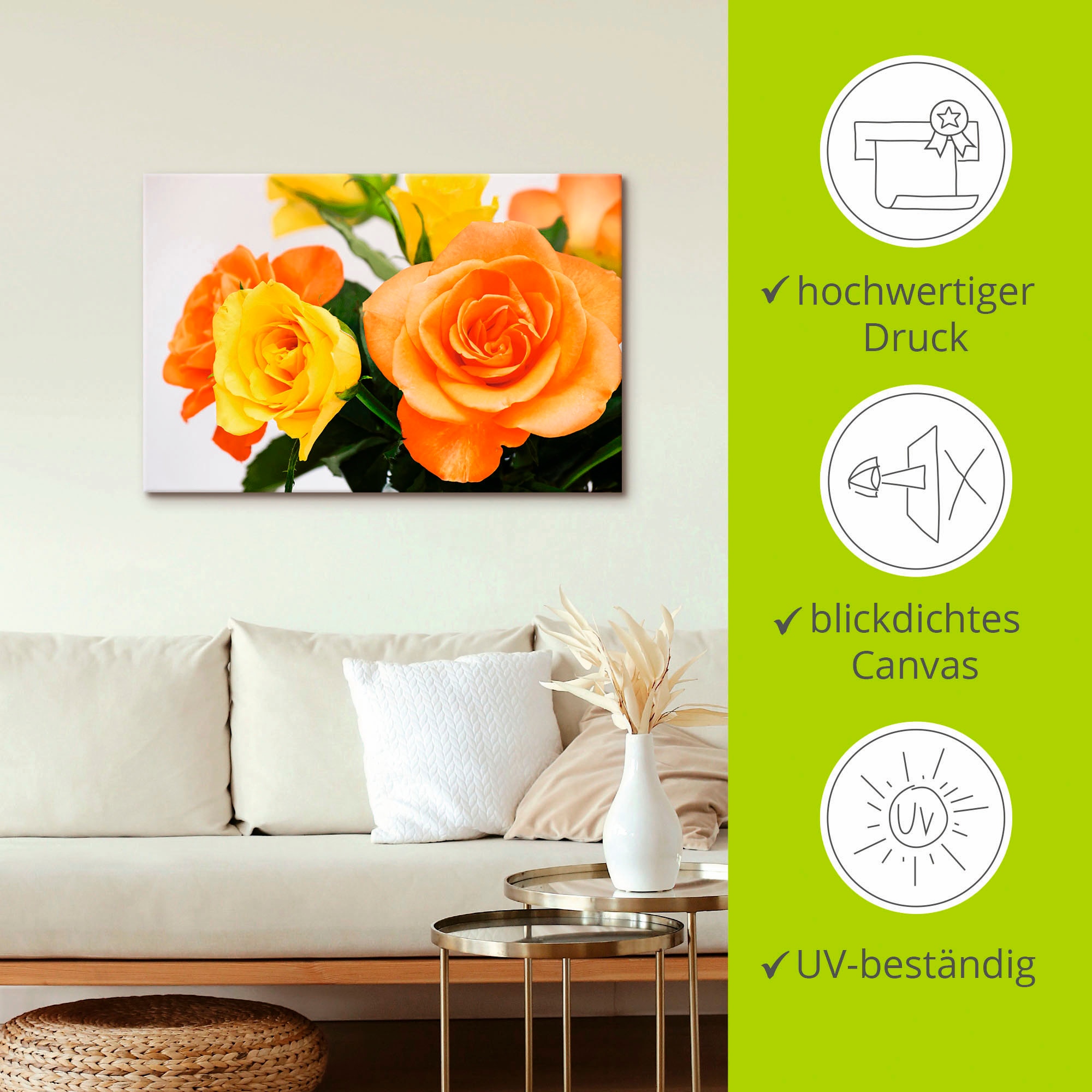 Artland Tableau sur toile »Rosenstrauss« 1 cuis tlg. auf Holzrahmen gespannt