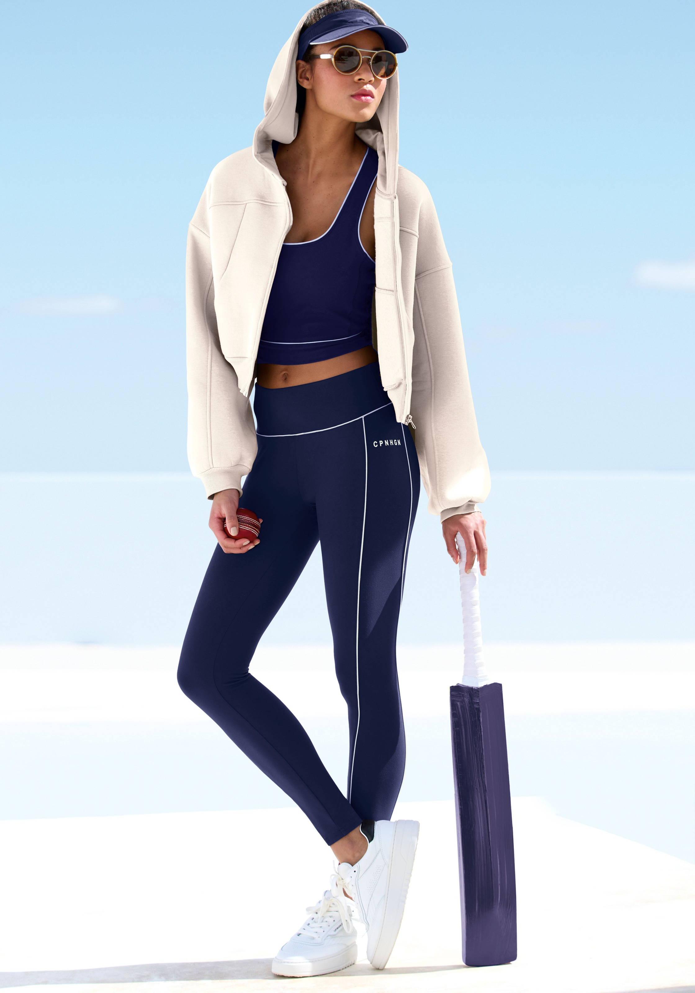 Copenhagen Studios Leggings fonctionnels  mit Paspeln und Logodruck