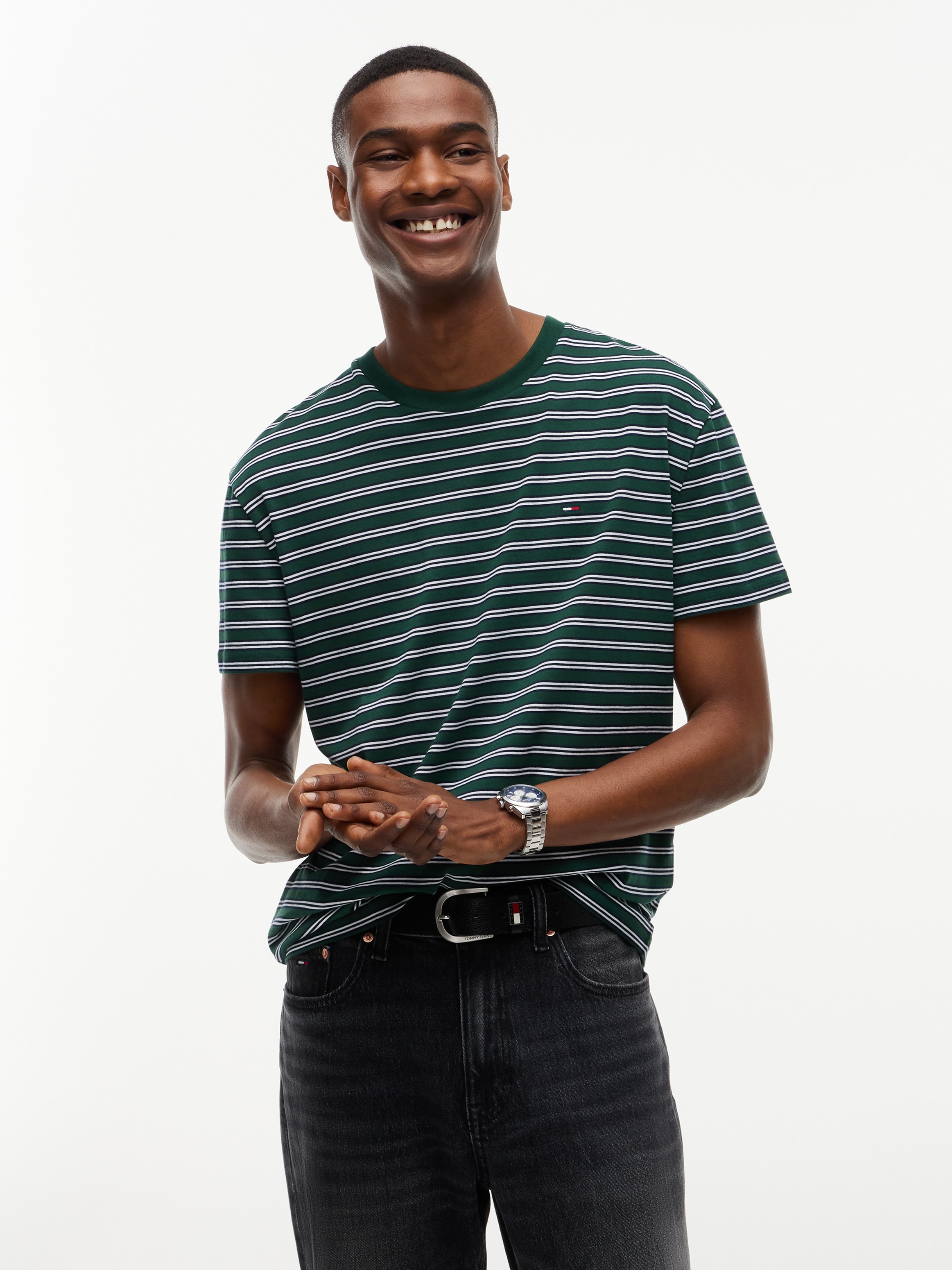 Tommy Jeans T-shirt »REGULAR STRIPE TEE« Coupe regular avec motif à rayures