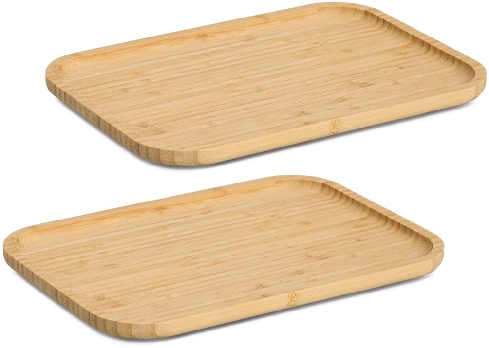 Image of Zeller Present Servierbrett "Serviertablett, Bambus, 100% FSC, 2-tlg." pflegeleicht, flexibel, handlich