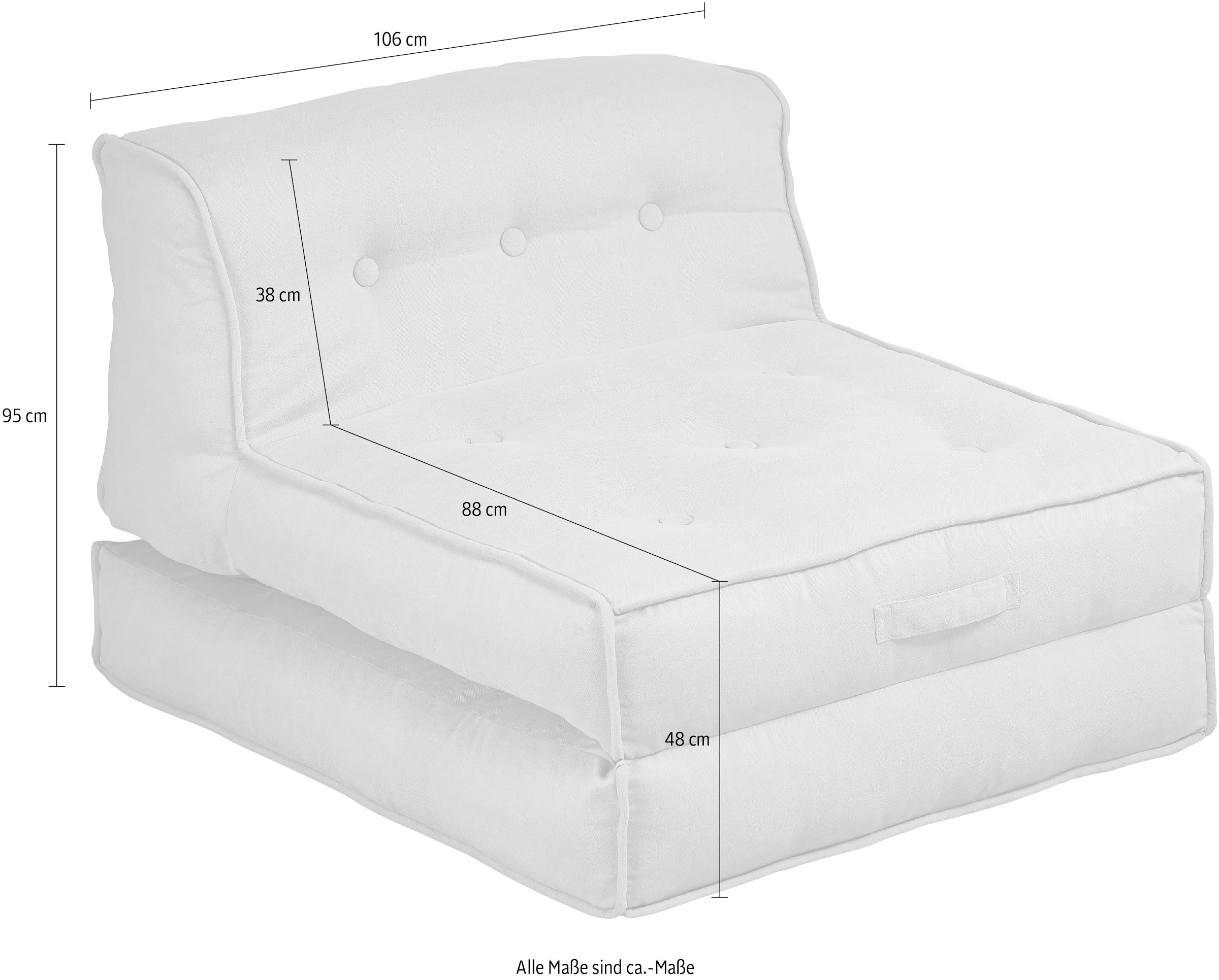 INOSIGN Sessel »Pia«, Loungesessel in 2 Grössen, mit Schlaffunktion und Pouf-Funktion.