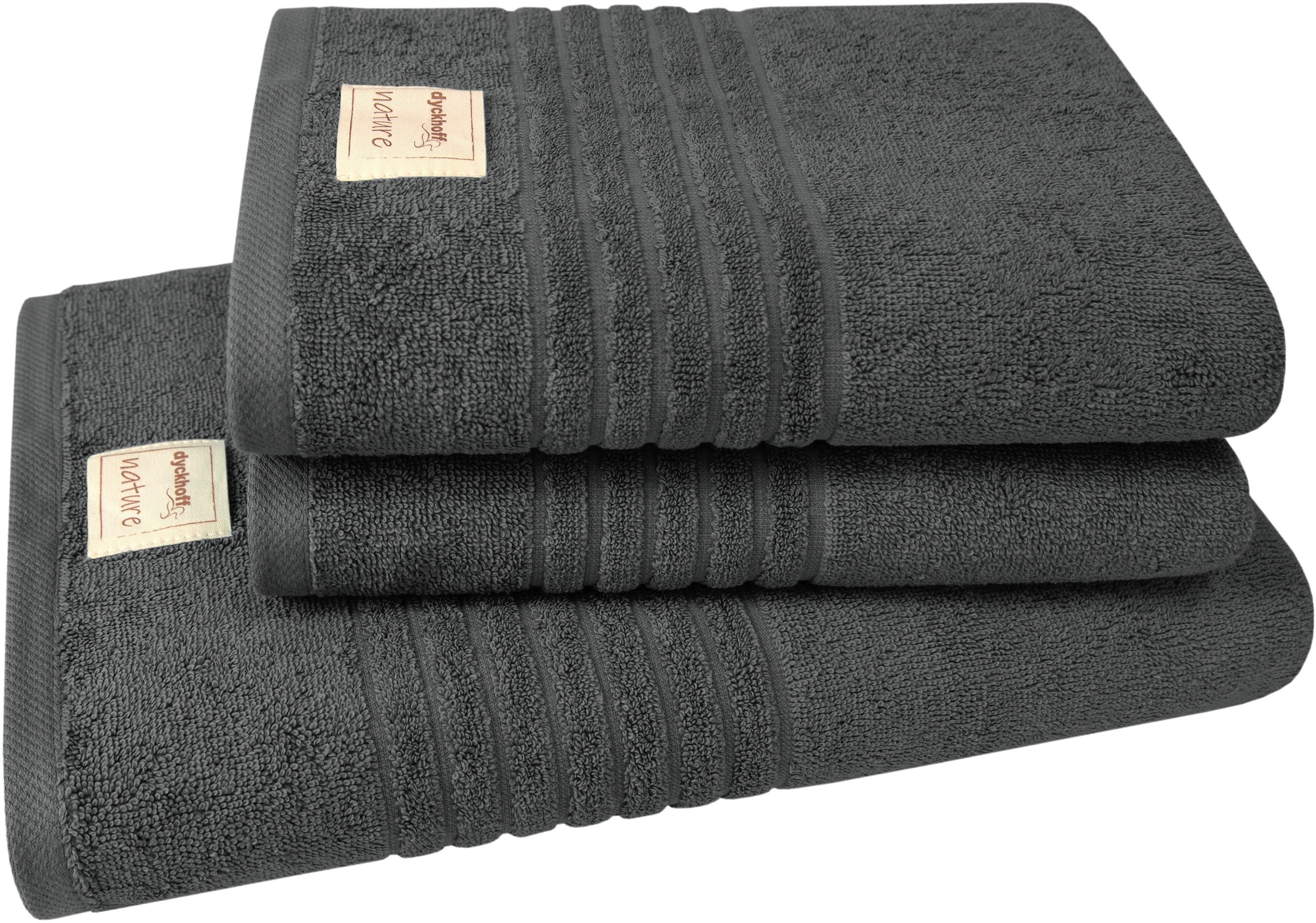 Image of Dyckhoff Handtuch Set "Nature" Set 3 Stk. Frottier 3er Set: 2x Handtücher, je 50 x 100 cm & 1x Badetuch 70 x 140 cm