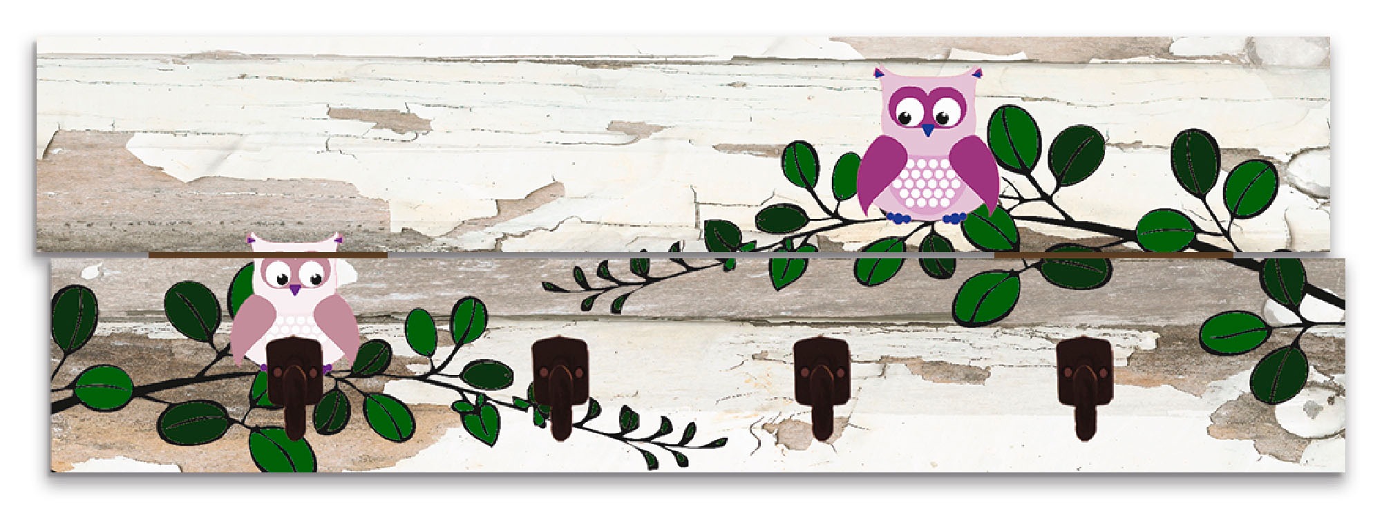 Image of Artland Garderobenleiste »Eulen«, platzsparende Wandgarderobe aus Holz mit 4 Haken, geeignet für kleinen, schmalen Flur, Flurgarderobe bei Ackermann Versand Schweiz