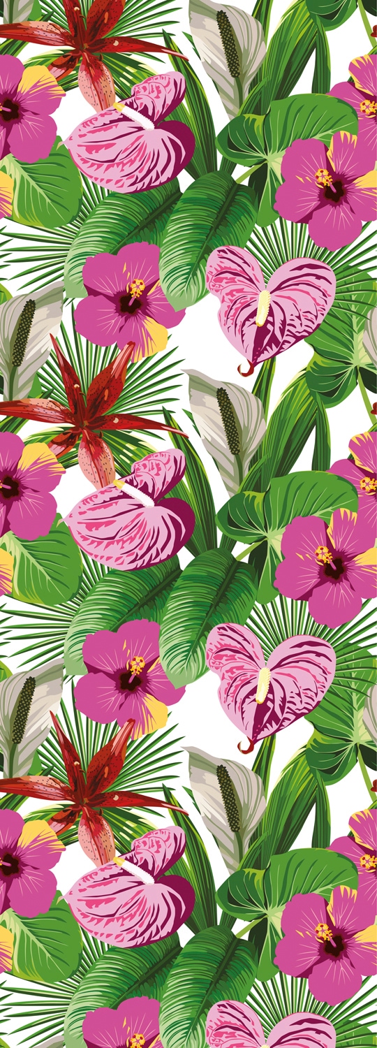 Image of queence Vinyltapete "Leo" Motiv bedruckt botanisch floral gemustert natürlich glatt 90x250cm, selbstklebend, kinderleichte Anbringung, Sticker