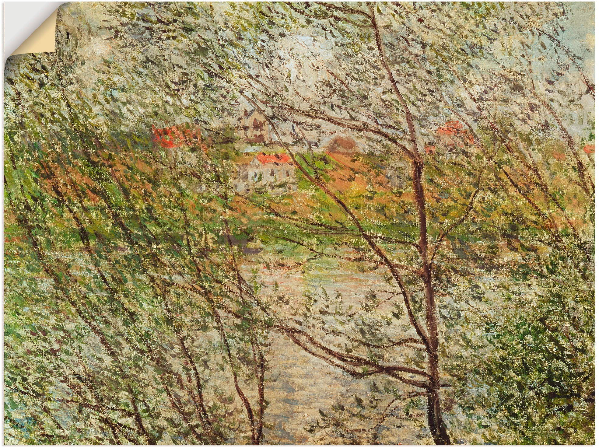 Image of Artland Wandbild »Blick durch Frühlingszweige. 1878.«, Bäume, (1 St.), in vielen Grössen & Produktarten - Alubild / Outdoorbild für den Aussenbereich, Leinwandbild, Poster, Wandaufkleber / Wandtattoo auch für Badezimmer geeignet bei Ackermann Versand Schw