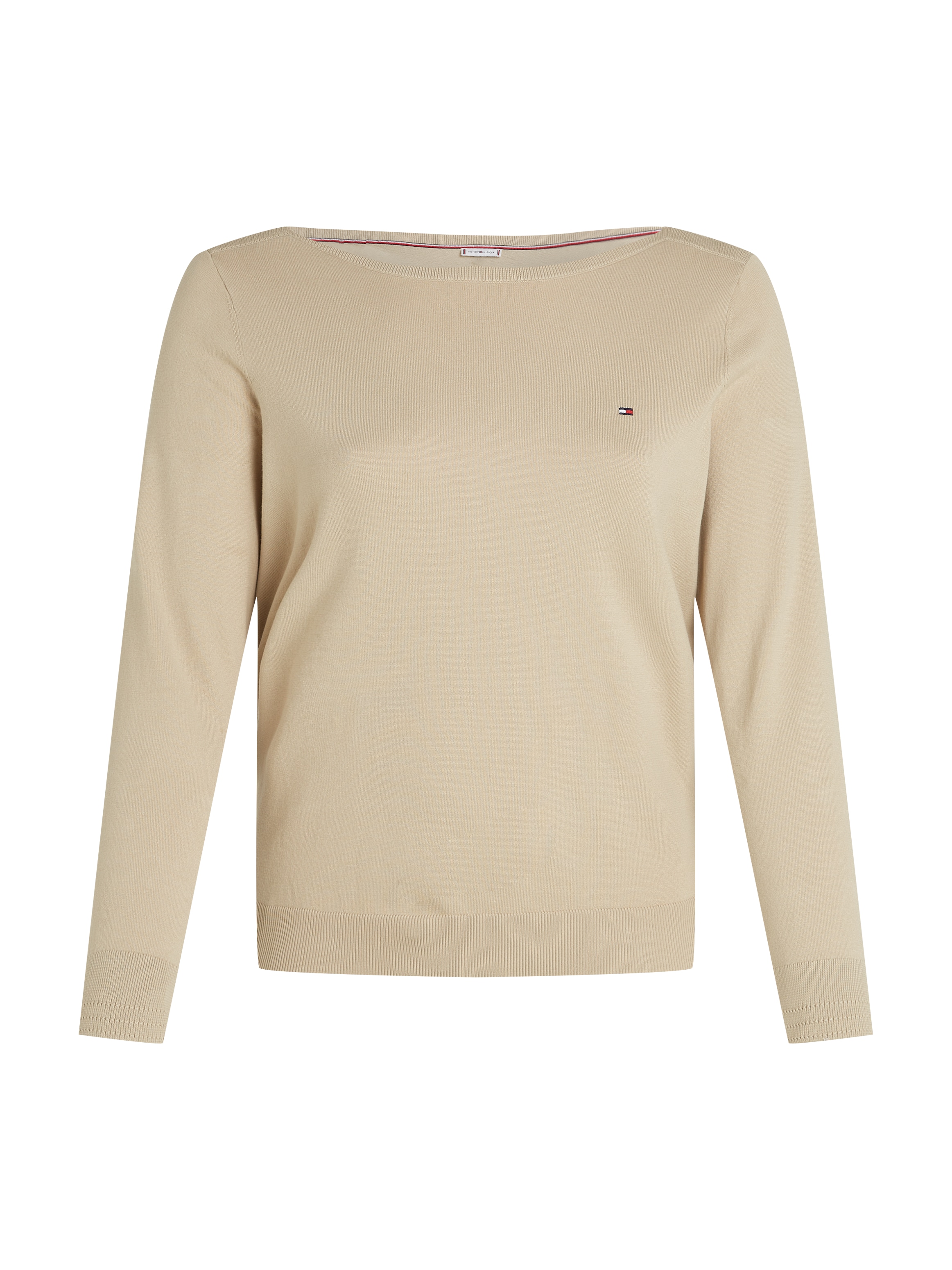 Tommy Hilfiger Curve Strickpullover »CRV CO JERSEY STITCH LS B-NK SWT«, in Grossen Grössen, Logostickerei