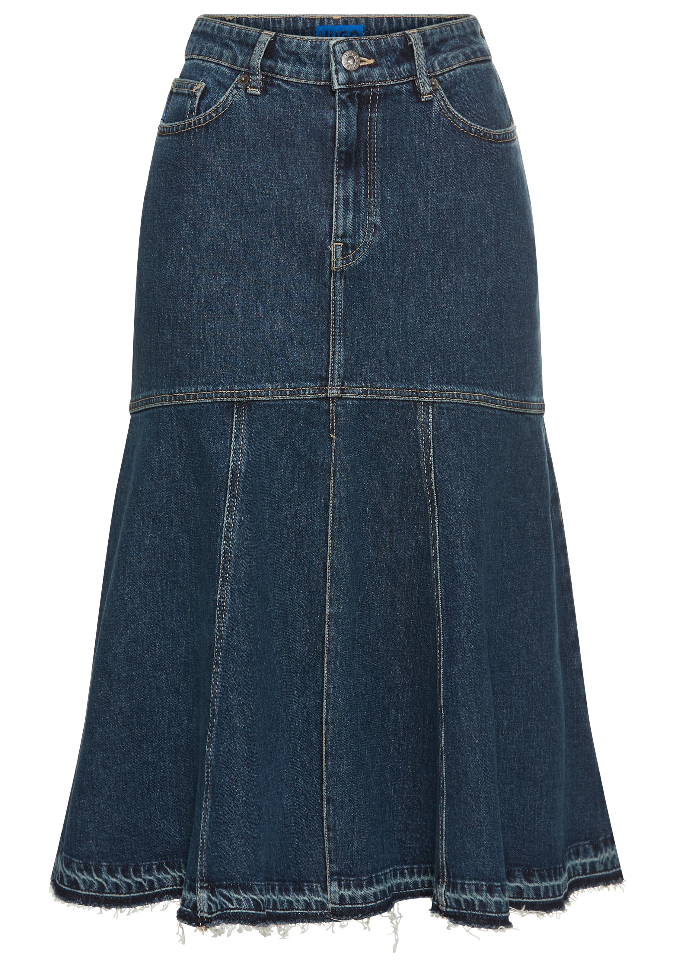 HUGO Blue Jeansrock »Gidya«, Mid Rise, mit Volants und Schlitz