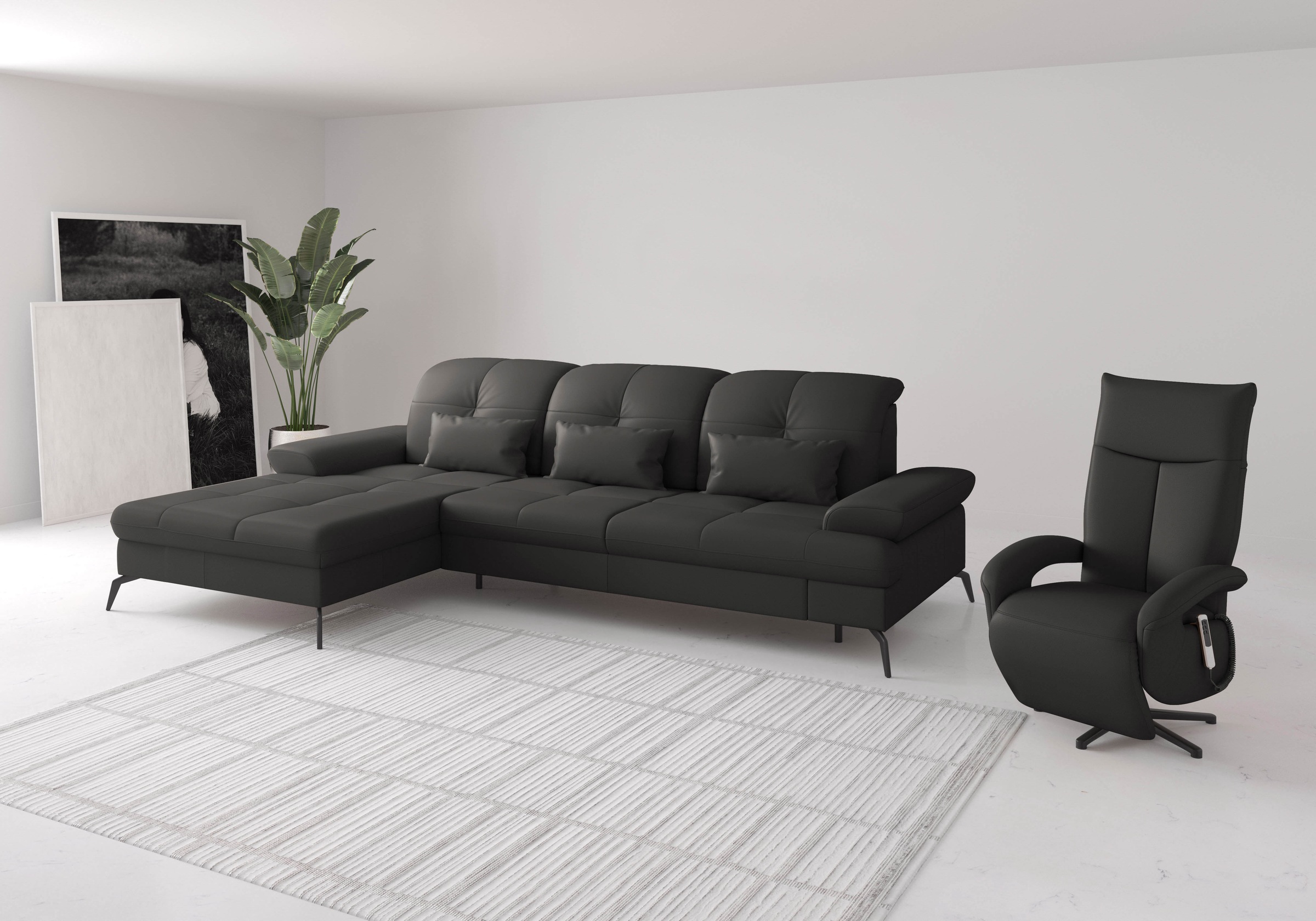 sit&more Ecksofa »Amica, L-Form, inkl. Sitztiefenverstellung & Armteilverstellung«, wahlweise mit Bettfunktion, Bettkasten und Kopfteilverstellung