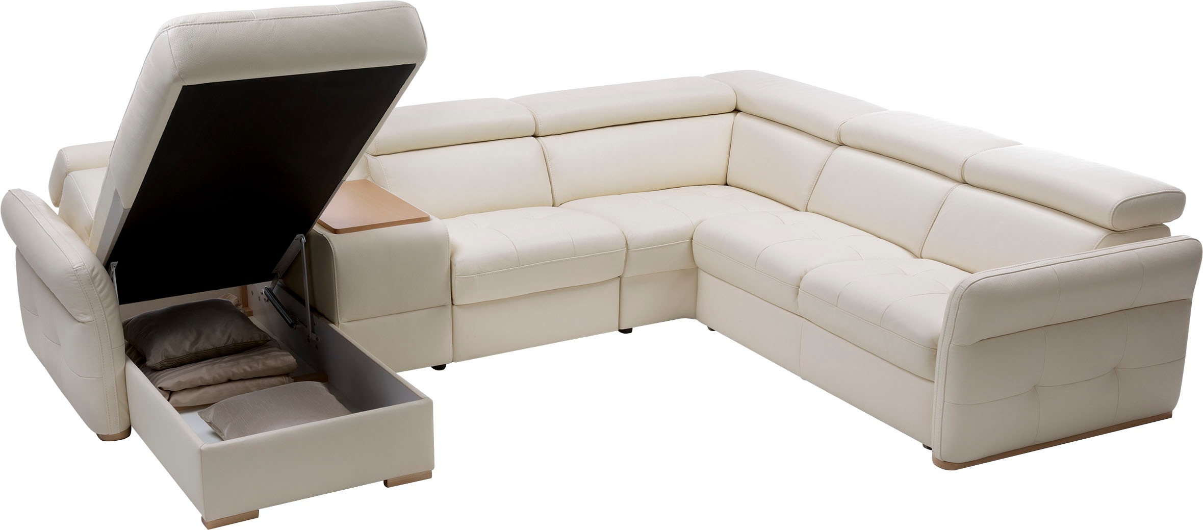 exxpo - sofa fashion Wohnlandschaft »Massimo, Familien Sofa mit viel Platz, Lederbezug, bequem, komfortabel«, U-Form, inkl. Bettfunktion, Bettkasten, elektr. Relaxfunktion