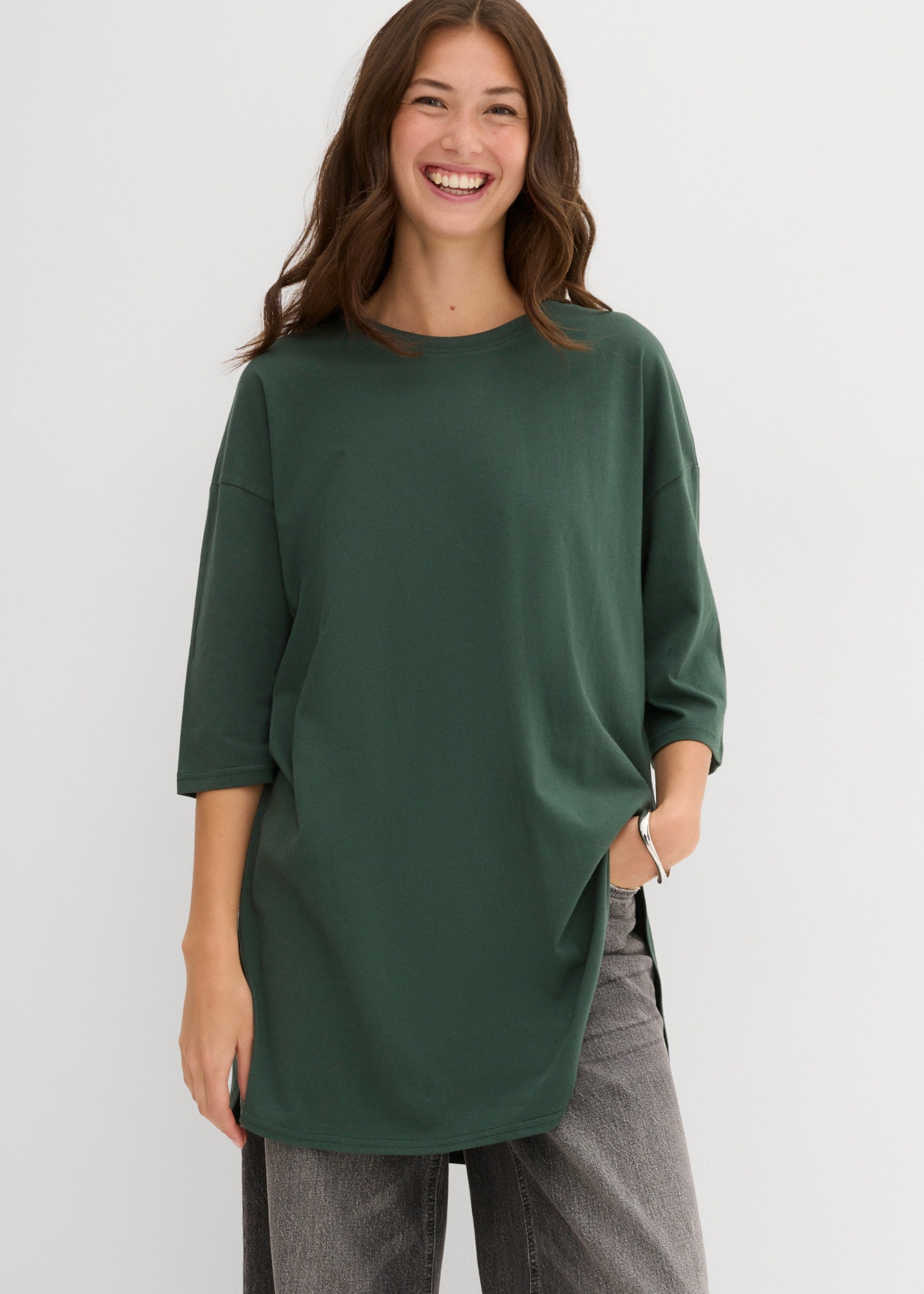 Image of bonprix Oversize-Shirt mit Seitenschlitzen, aus Baumwolle