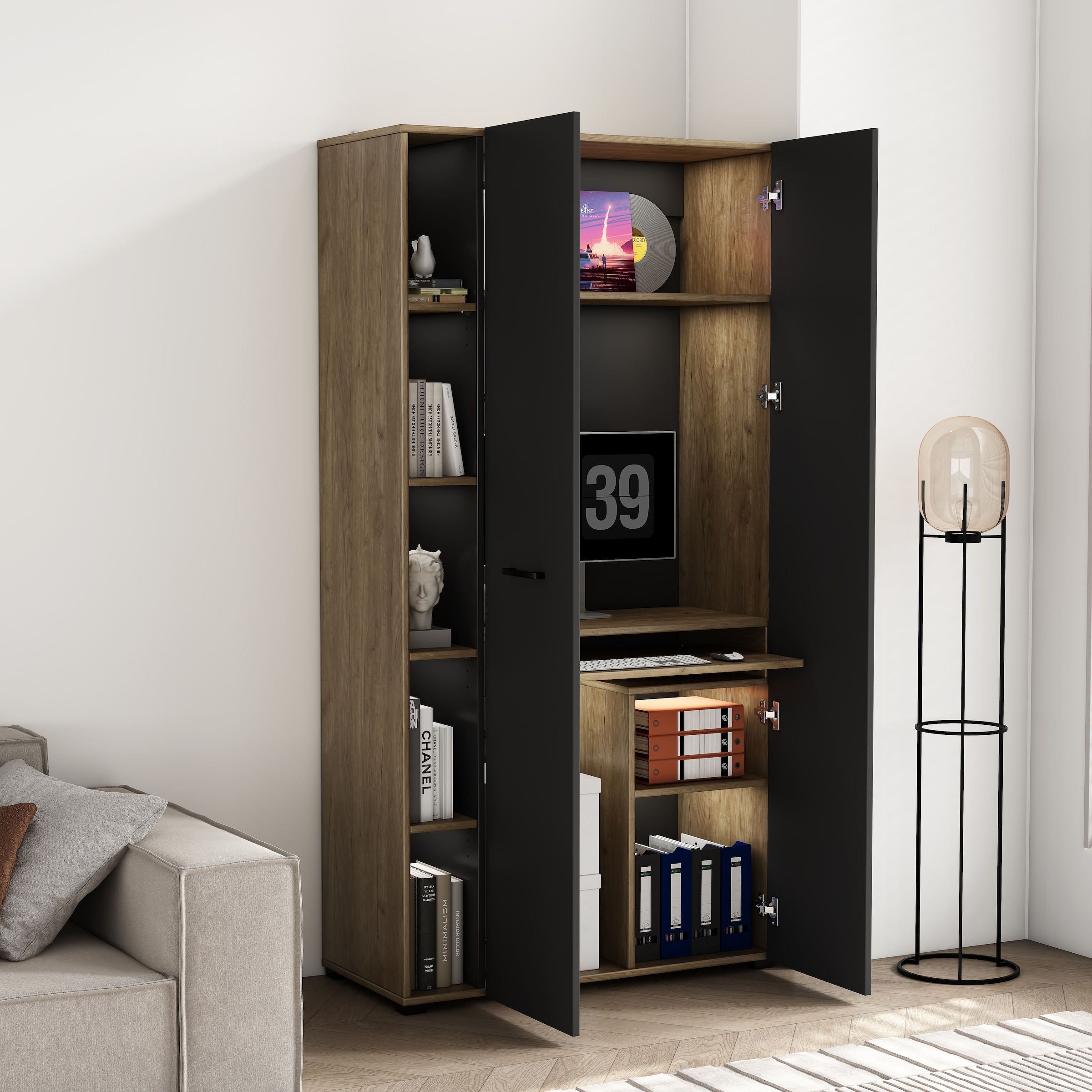 GOODproduct Computerschrank »Moid« Set,  PC-Schrank, mit zwei Türen, mit Tastaturauszug, B 88 cm