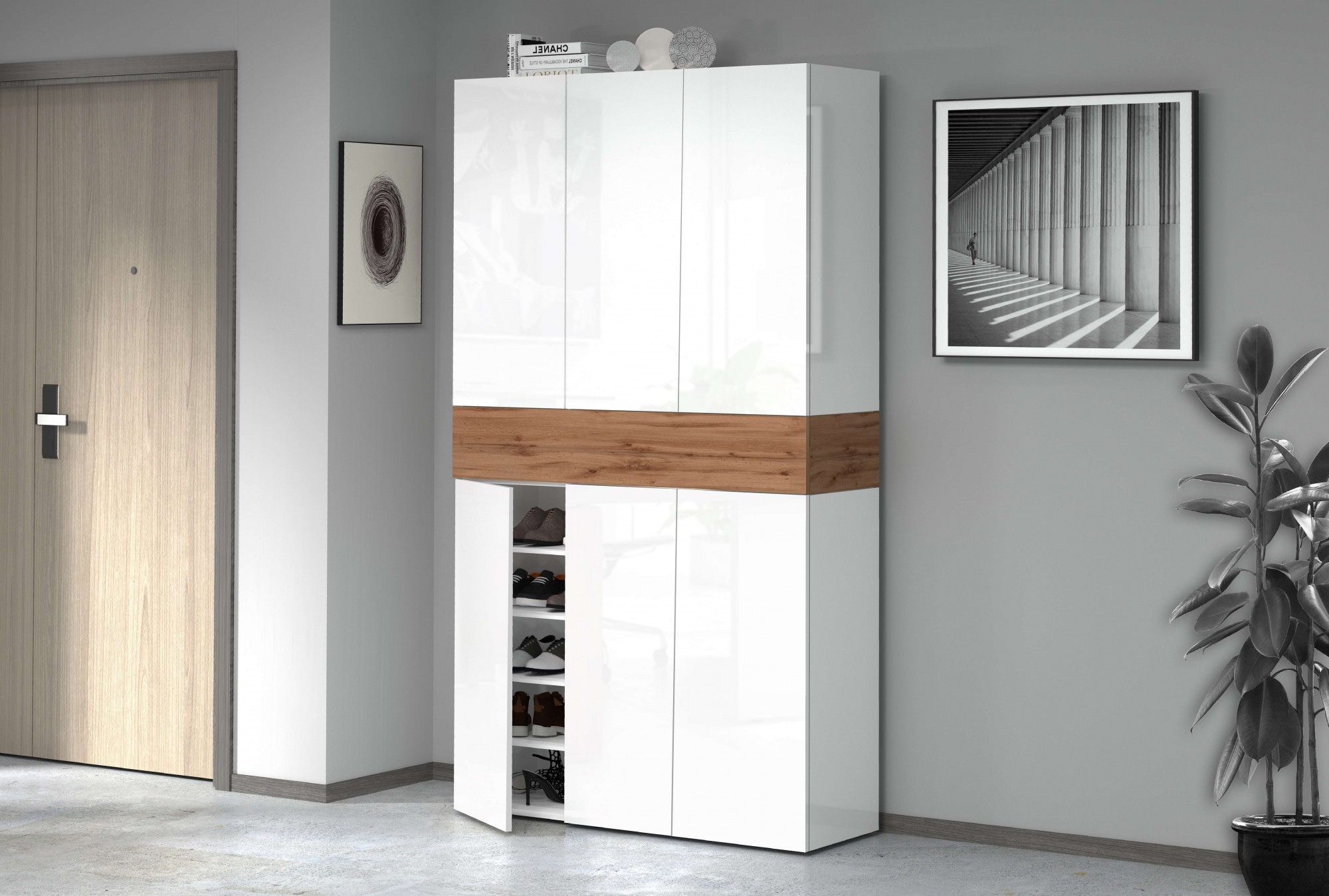 Home affaire Armoire à chaussures »Savona« hauteur 200cm, 12 étagères, 21 compartiments