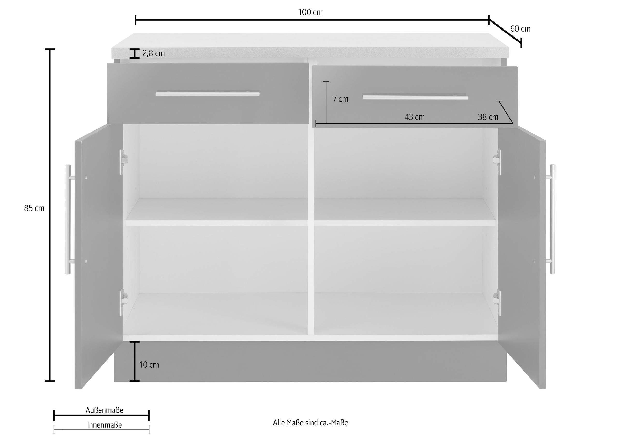 wiho Küchen Armoire basse »Cali, TOPSELLER« 100 cm breit