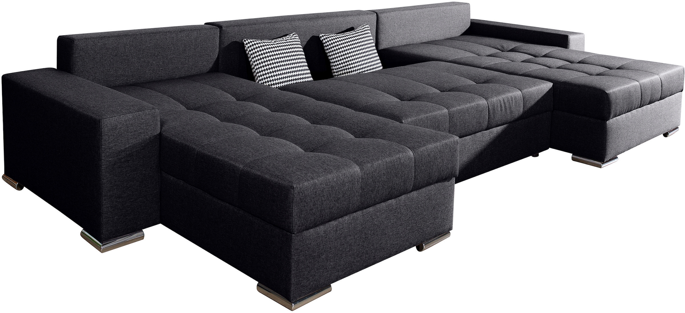 COLLECTION AB Wohnlandschaft »Josy XXL U-Form, B: 333 cm, mit 2 Recamieren 77 & 97 cm« mit Bettfunktion, Bettkasten & 2 Zierkissen, Federkern