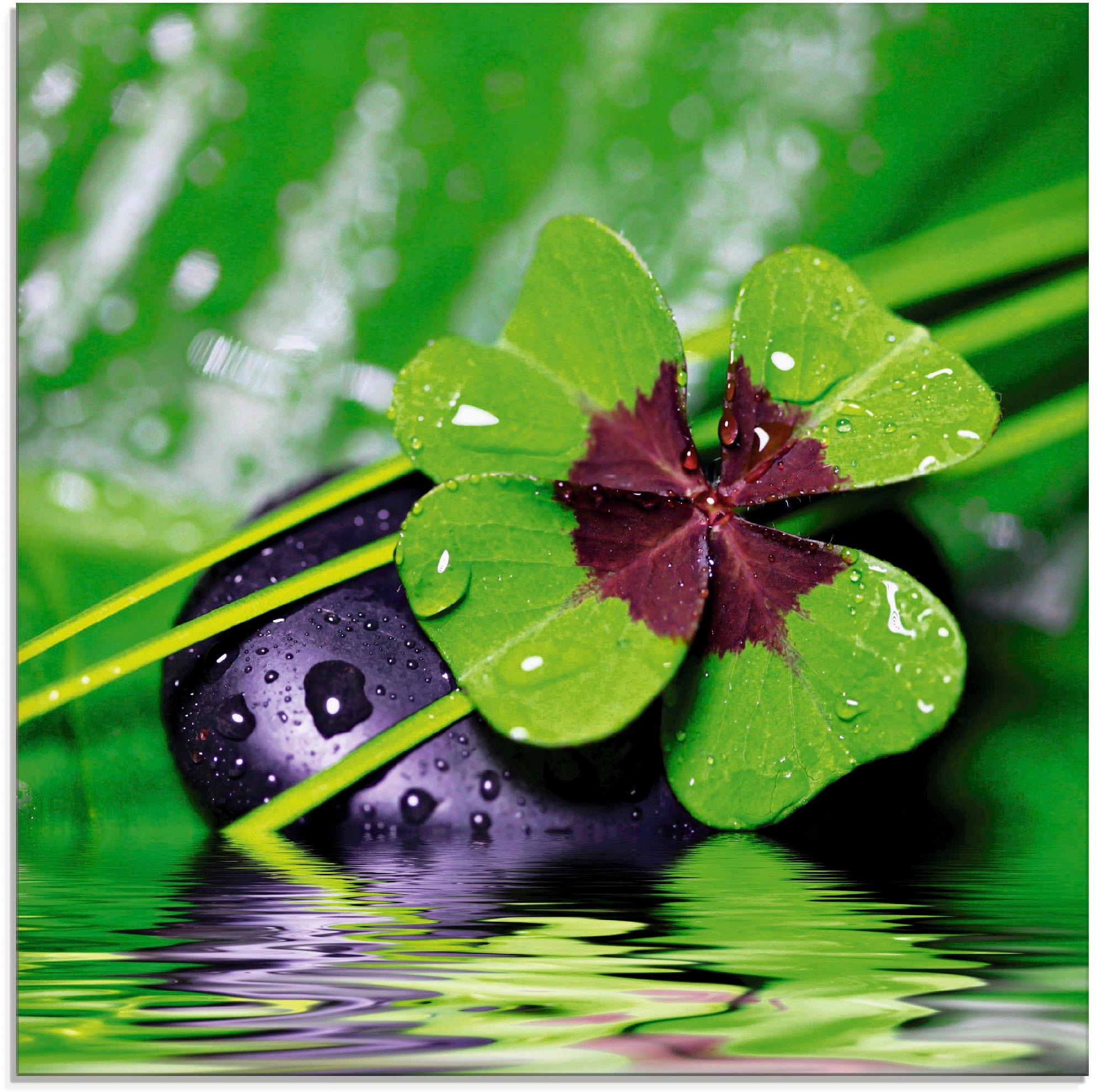 Image of Artland Glasbild »Glücksklee... Entspann mal wieder«, Zen, (1 St.) bei Ackermann Versand Schweiz