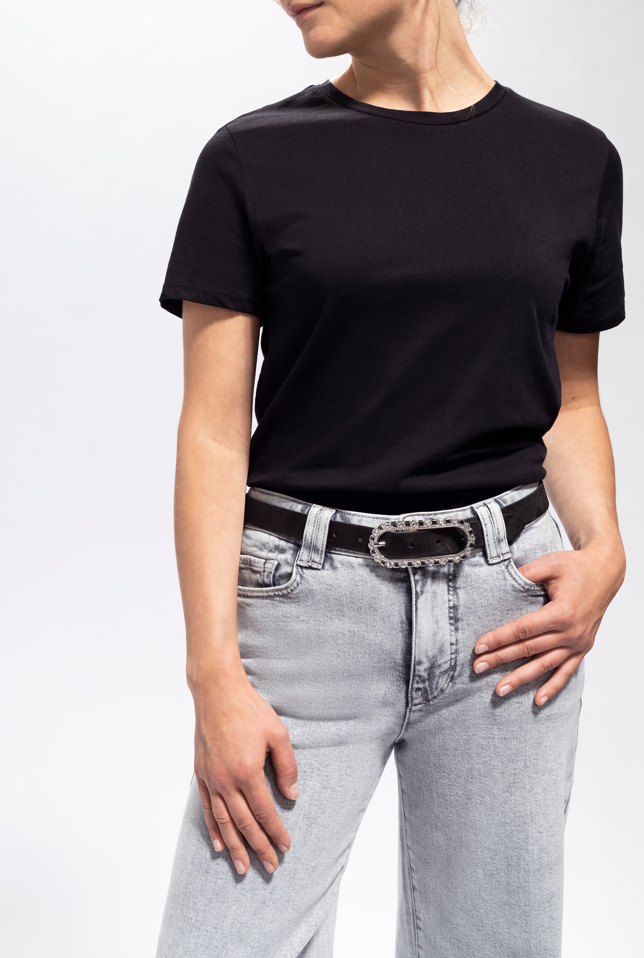Tamaris Ledergürtel, femininer Look, Schliesse mit Glitzersteinen besetzt