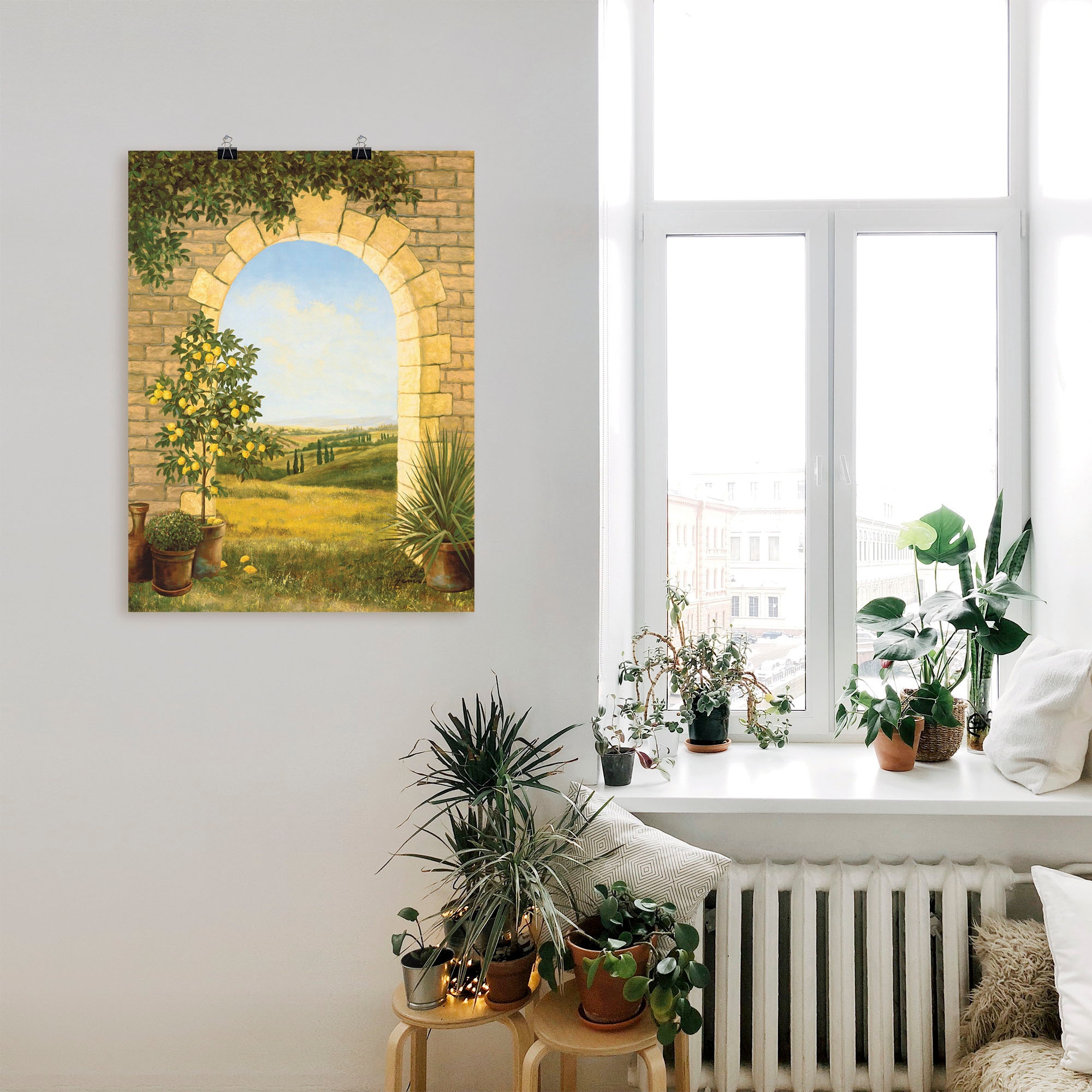 Fensterblick, Torbogen in II«, Artland versch. St.), Wandbild »Zitronenbaum jetzt Wandaufkleber vorm Leinwandbild, oder Poster kaufen (1 Grössen als Alubild,
