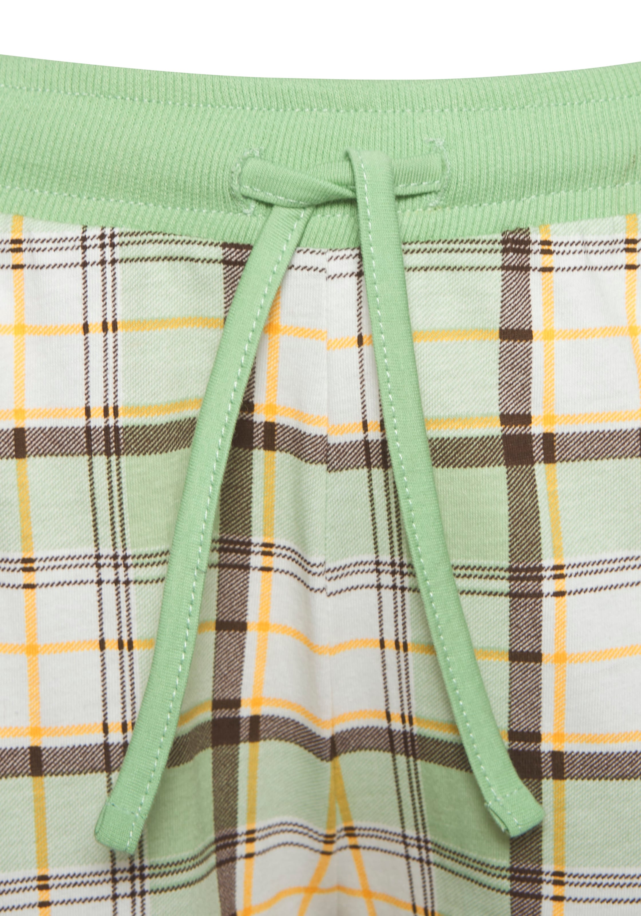 Vivance Dreams Pyjama, (Set, 2 Stück), Langarmshirt mit süssem Frontprint und karierter Hose