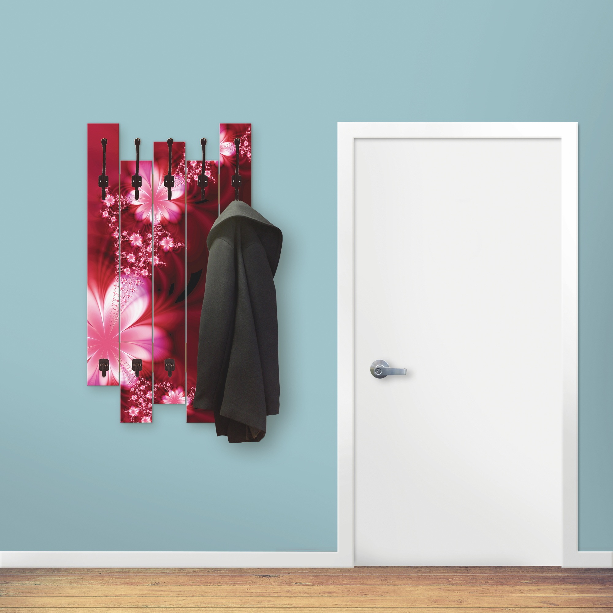 Image of Artland Garderobenleiste »Girlande aus Blumen«, platzsparende Wandgarderobe aus Holz mit 4 Haken, geeignet für kleinen, schmalen Flur, Flurgarderobe bei Ackermann Versand Schweiz