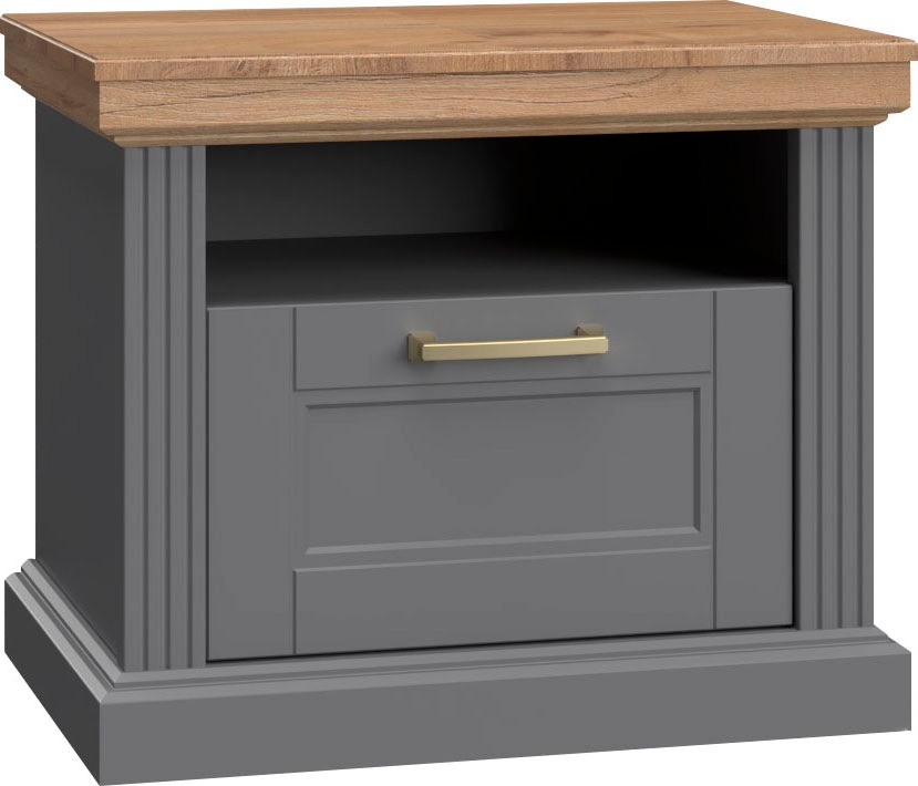 OTTO home Nachtkonsole "Tara, im klassischen Landhausstil, FSC-zertifiziert" 1 offenes Fach und 1 Schublade mit Metallgriff, Soft-Close-Funktion, lackiert mit wasserbasiertem UV-Lack, 62x43x52cm (BxHxT)