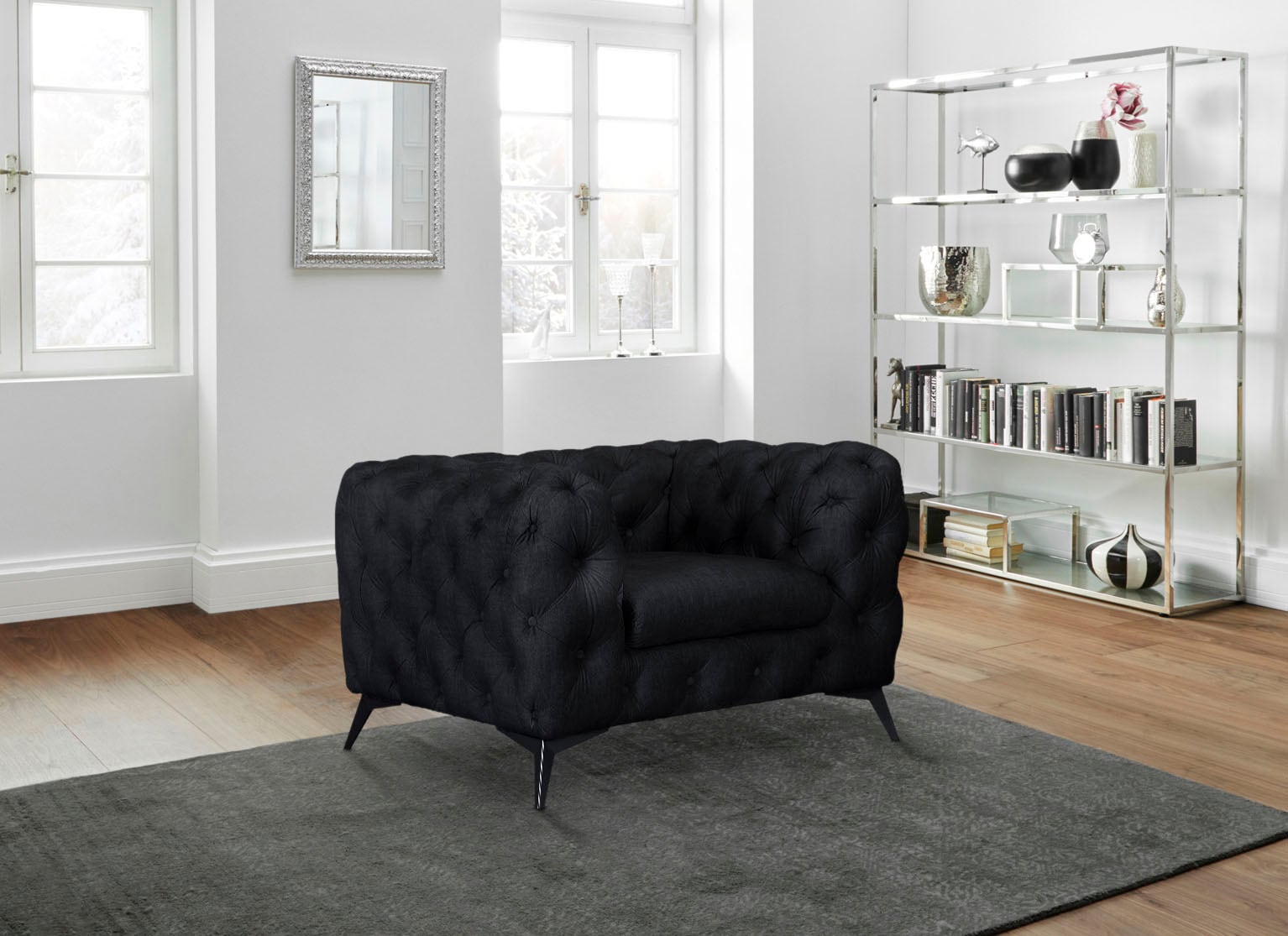 Leonique Chesterfield-Sessel »Glynis Sessel«, aufwändige Knopfheftung, moderne Chesterfield Optik, Fussfarbe wählbar