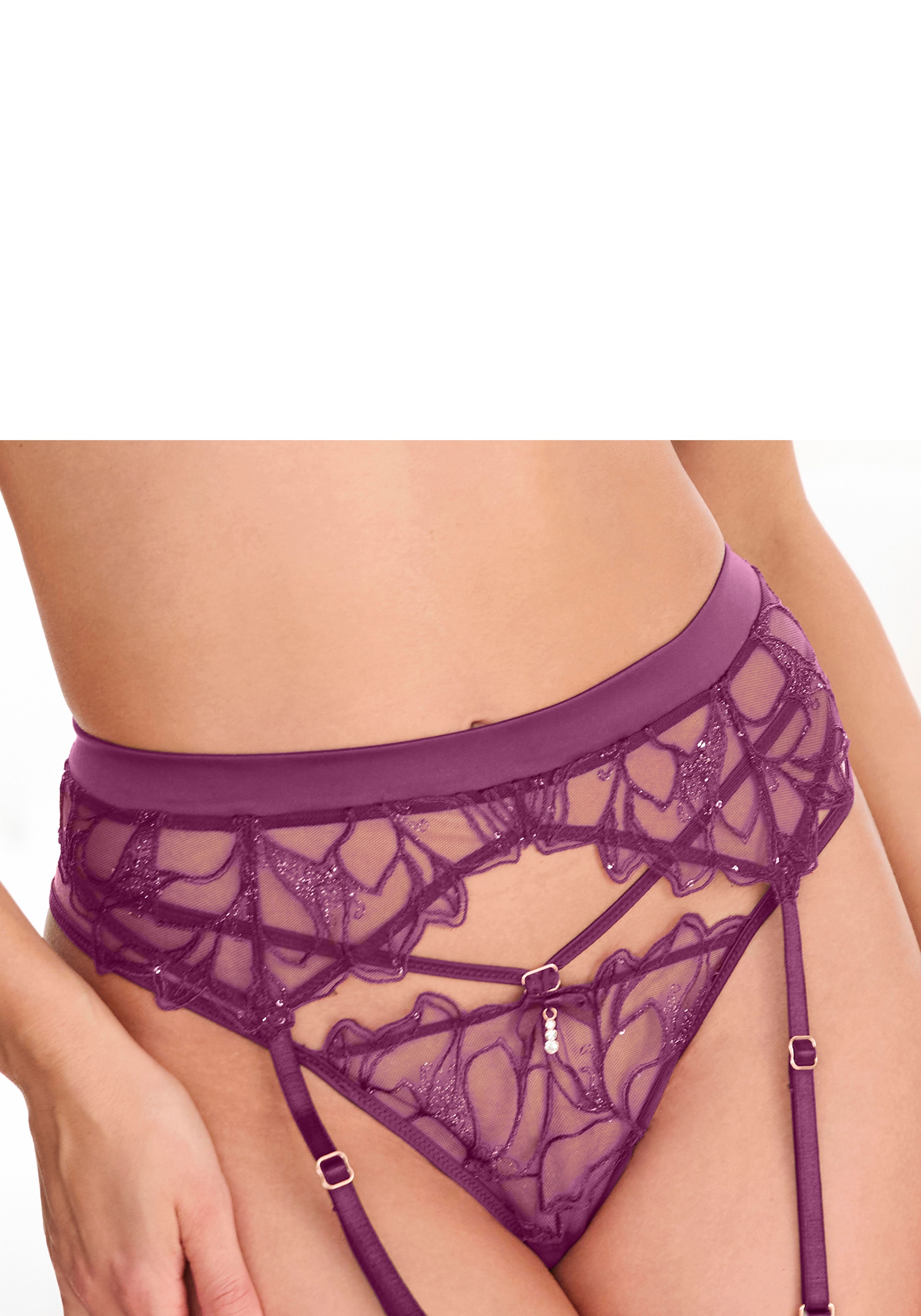 LASCANA Strapsgürtel aus leicht transparenter Spitze mit hübschen Glitzerdetails