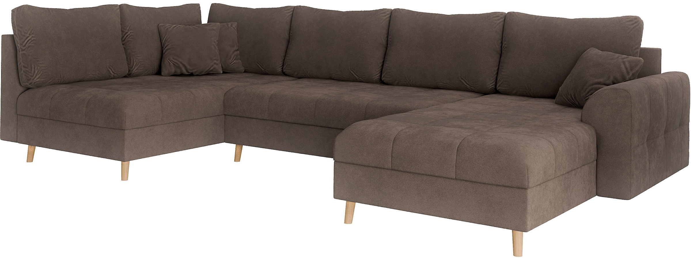 Home affaire Wohnlandschaft »CHARRE U-Form mit Ottomane, Masse B/T/H: 310/161/81 cm« feine Steppung, lose Rücken- und Zierkissen, auch in Cord und Bouclé