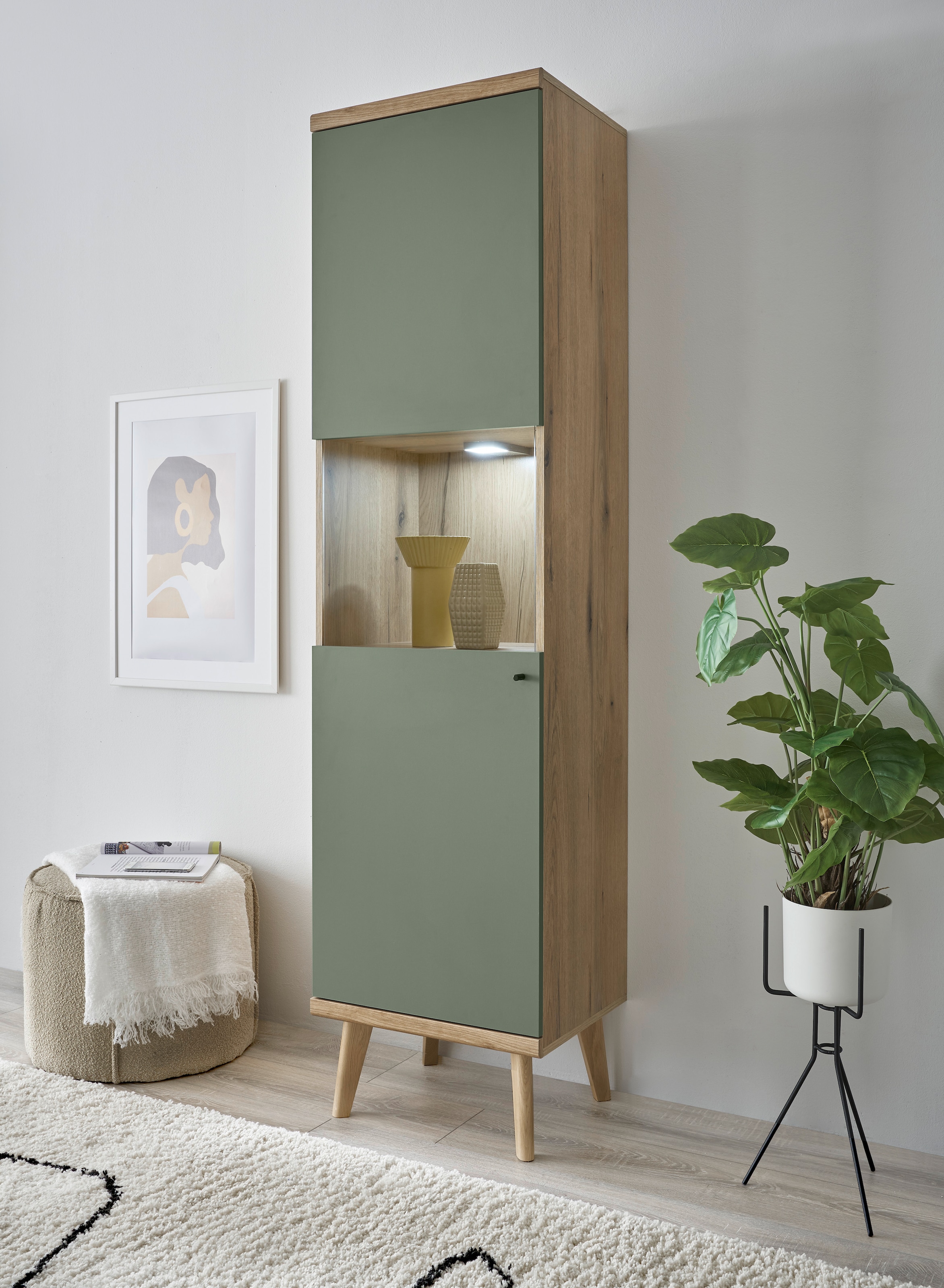 Image of Home affaire Vitrine "MAVAS" in moderner Trendfarbe, Giffe aus Metall (Schwarz), Höhe 197 cm