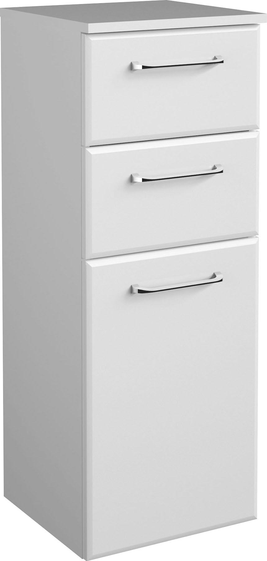 Image of Saphir Unterschrank "Quickset Badschrank mit 1 Tür und 2 Schubladen, 35 cm breit" Badezimmer-Unterschrank inkl. Türdämpfer, Griffe in Chrom Glanz