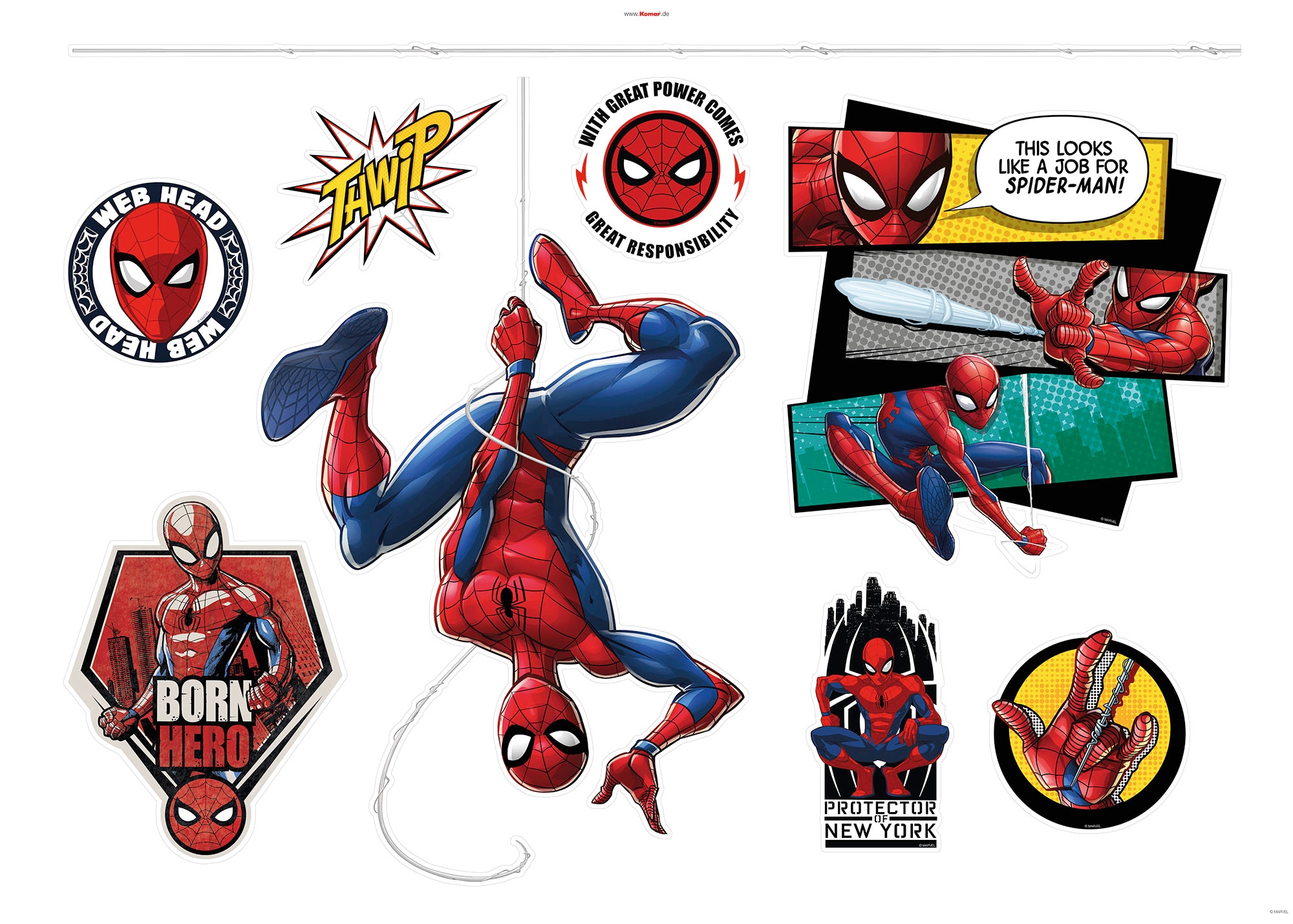Modische Komar Wandtattoo »Spider-Man Web x (8 Wandtattoo Höhe), cm Head«, 100x70 versandkostenfrei (Breite St.), shoppen selbstklebendes