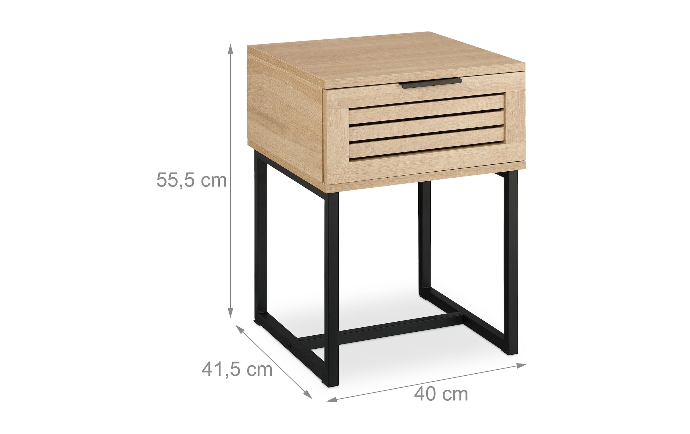 relaxdays Nachttisch »mit Schublade 55.5 x 40 x 41.5 cm« Nachtschränkchen mit Metallgestell