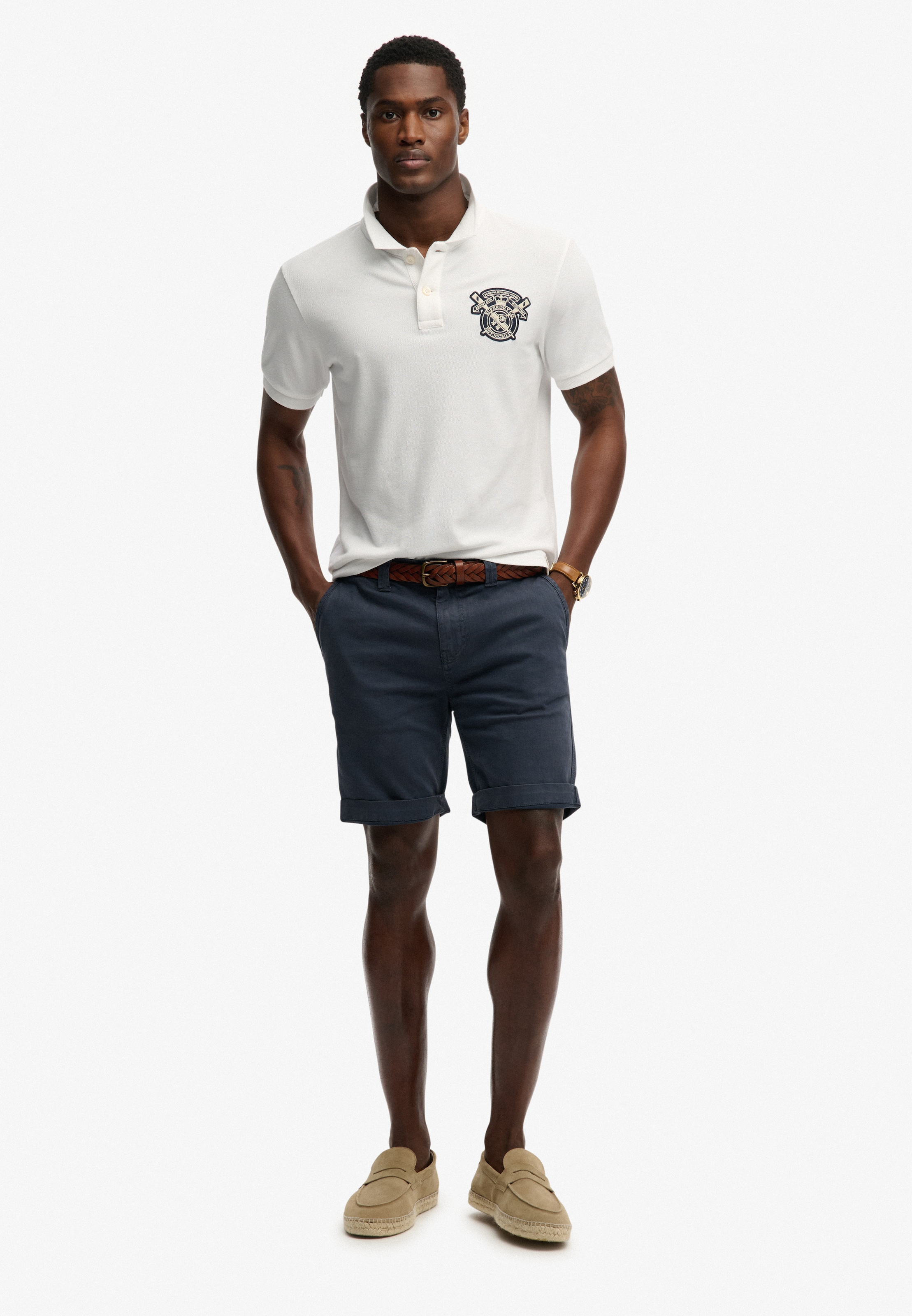 Superdry Polo »CREST POLO« mit Markenlabel, aus Baumwolle, Relaxed Fit, bedruckte Optik